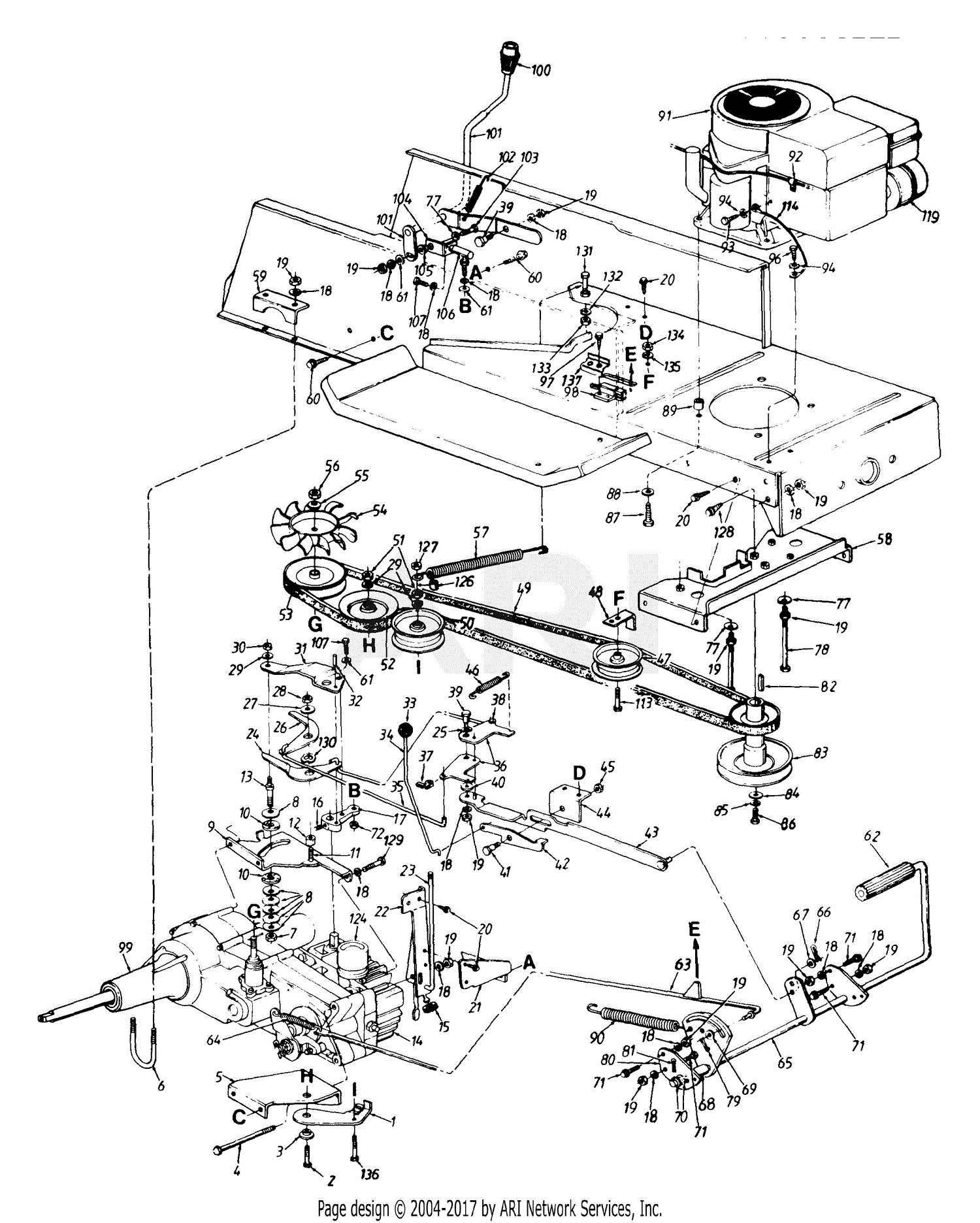 MTD 132-740G205 (1992) Parts Diagram for Transmission Pulley Assembly