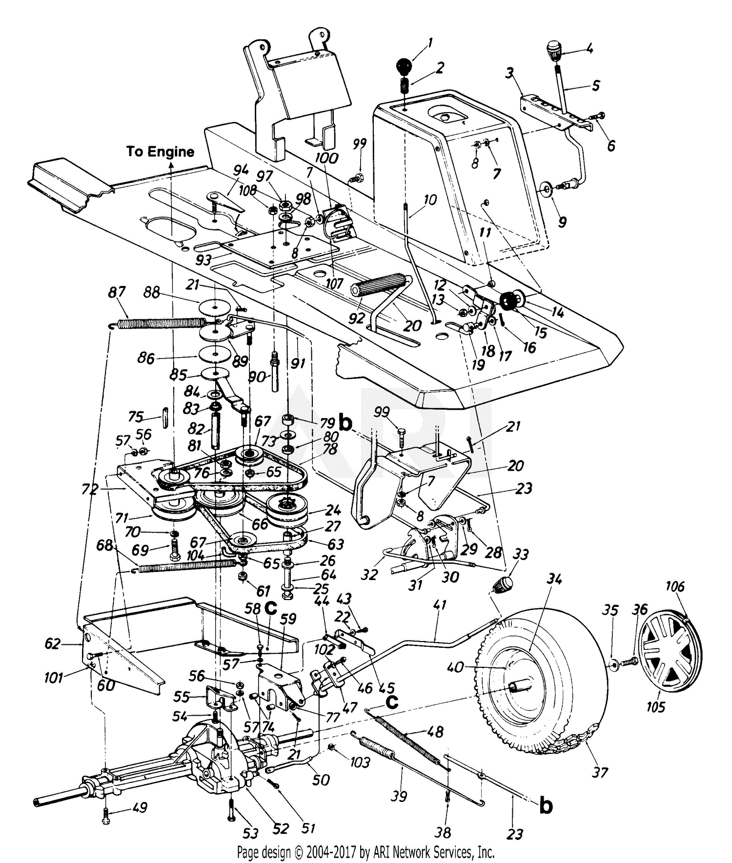 MTD 133B560B054 (481-1857) (1993) Parts Diagram for Drive/Wheels, Rear ...