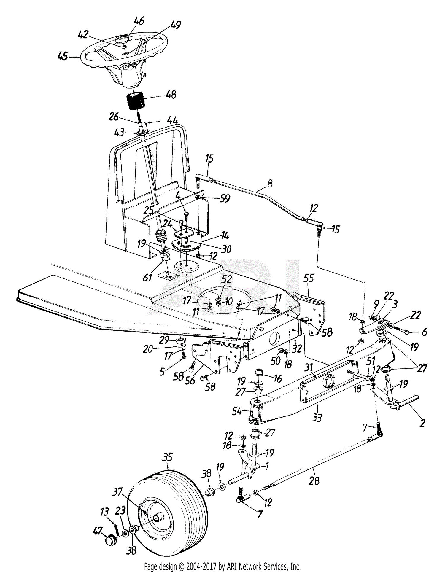 MTD 133H471F098 (MTD7120A39) (1993) Parts Diagram for Wheels, Front ...