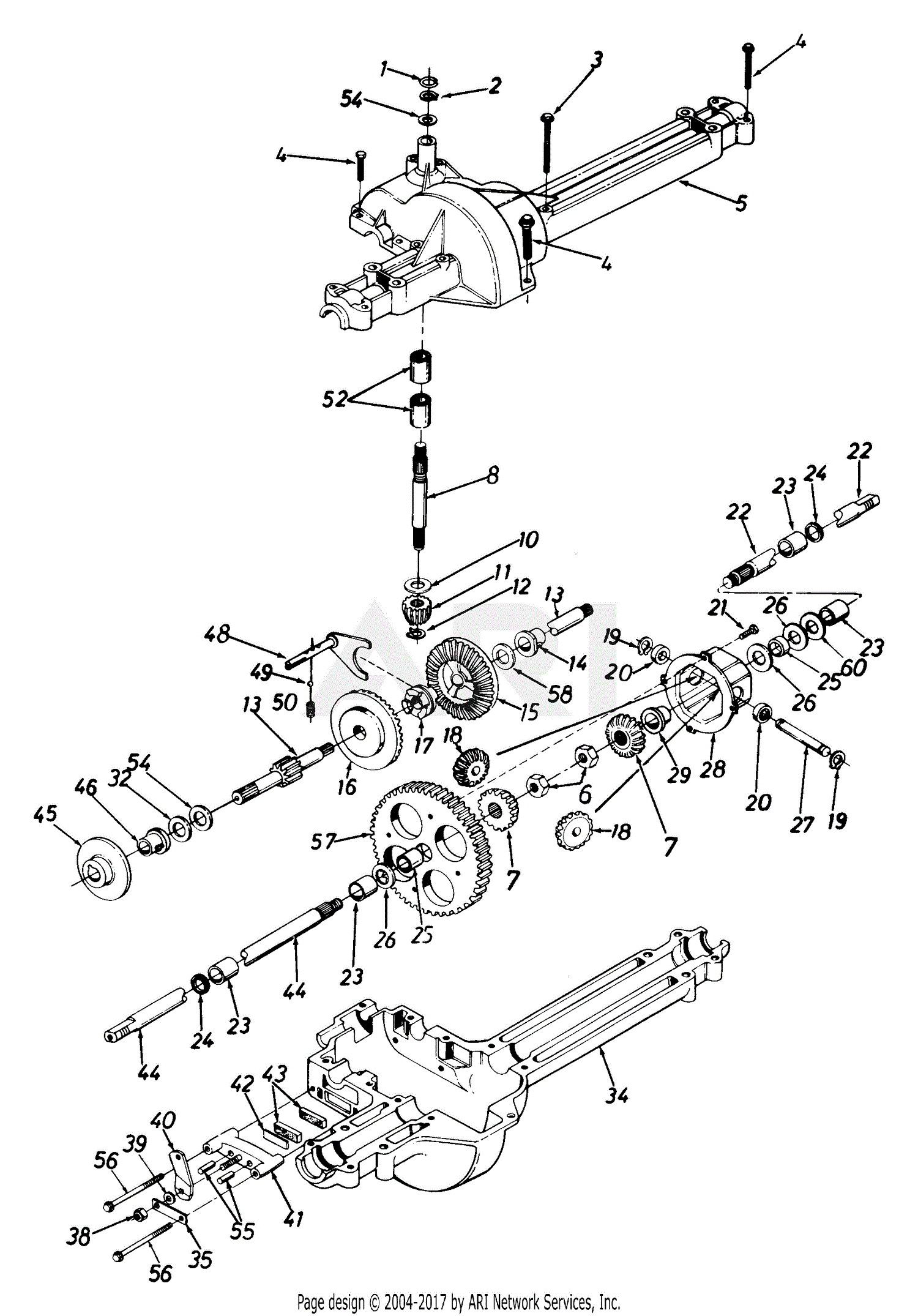 MTD 134H470F205 (1994) Parts Diagram for Transaxle Assembly