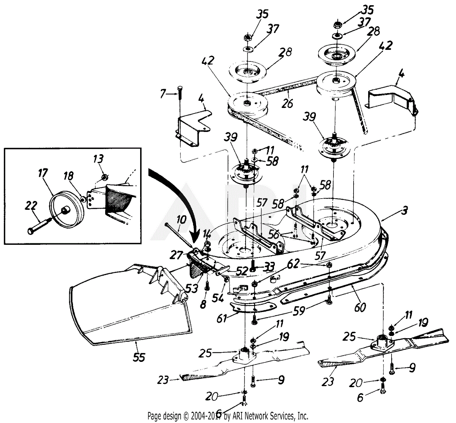 MTD 135-600-000 (1995) Parts Diagram for Deck Assembly