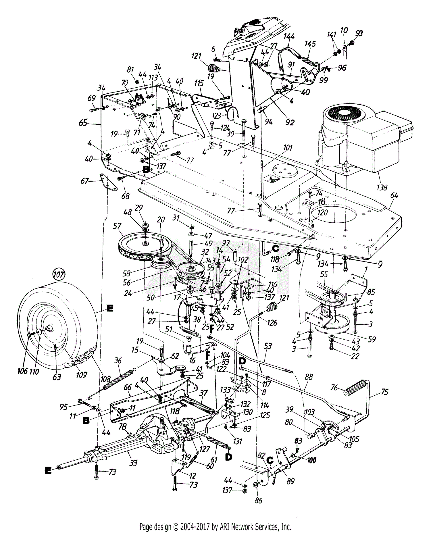 MTD 136H451F062 (1996) Parts Diagram for Wheels, Rear/Drive/Pedal ...