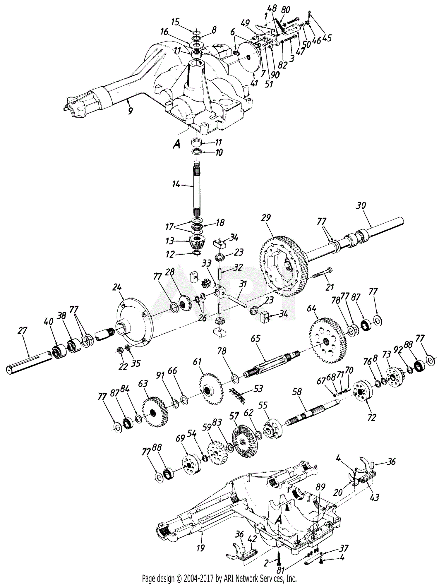 MTD MTD Mdl 140-840H133 Parts Diagram for Transaxle