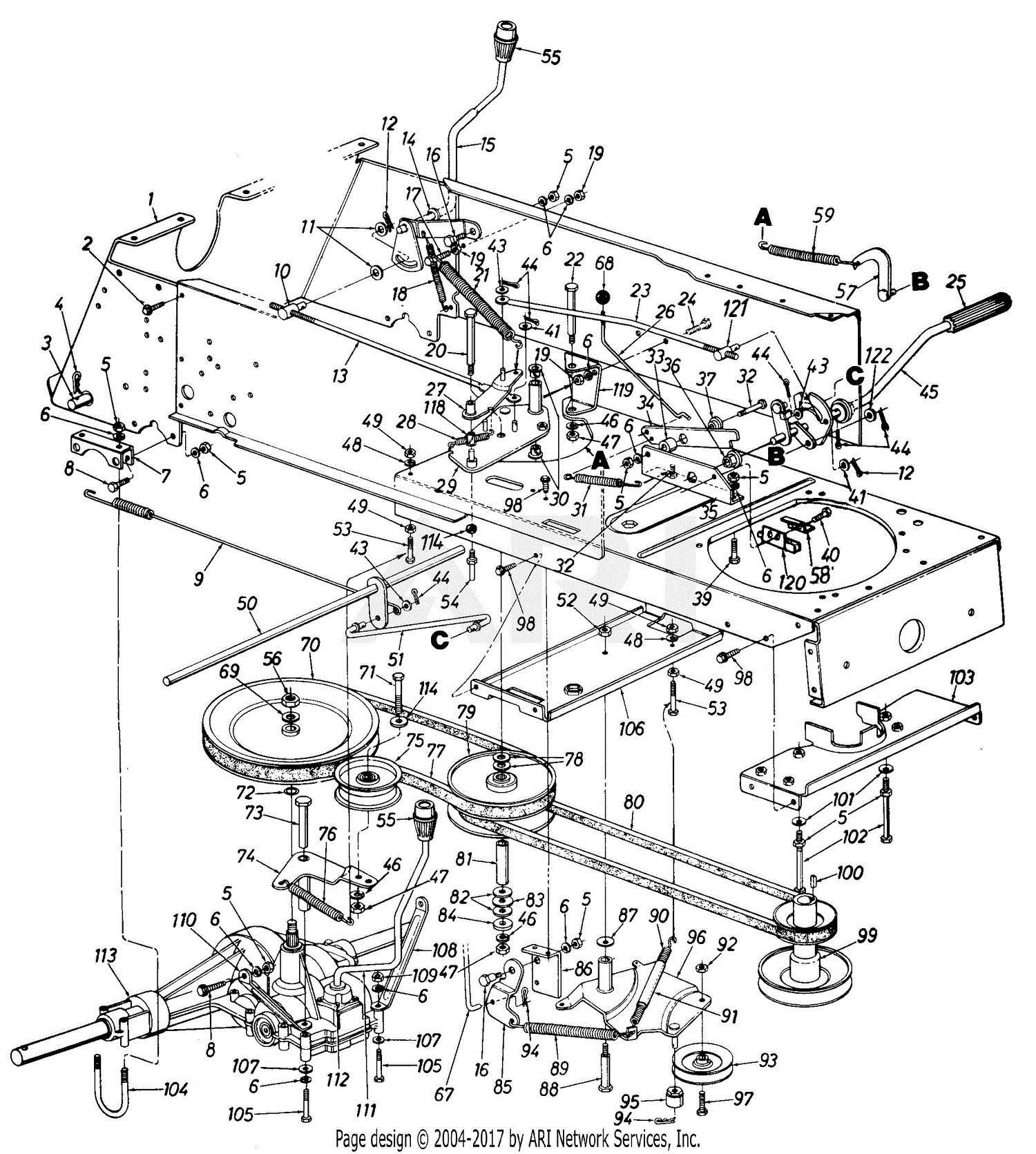 MTD MTD GT 1846 Mdl 141848H118 Parts Diagram for Drive Assembly