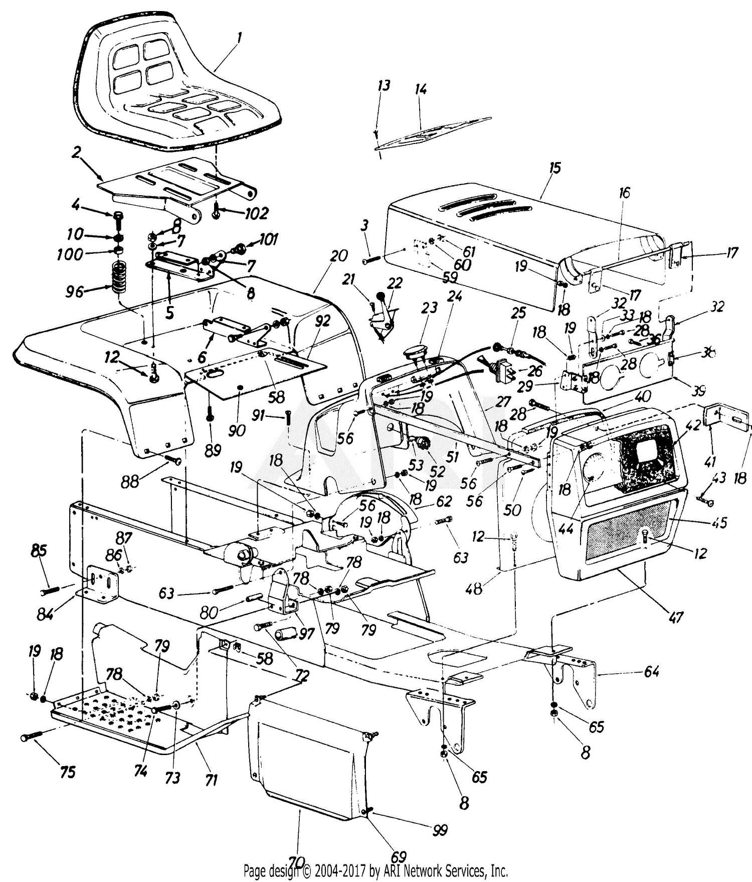 MTD MTD GT 1850 Mdl 141-995-118/SWC# 01038 Parts Diagram for Parts