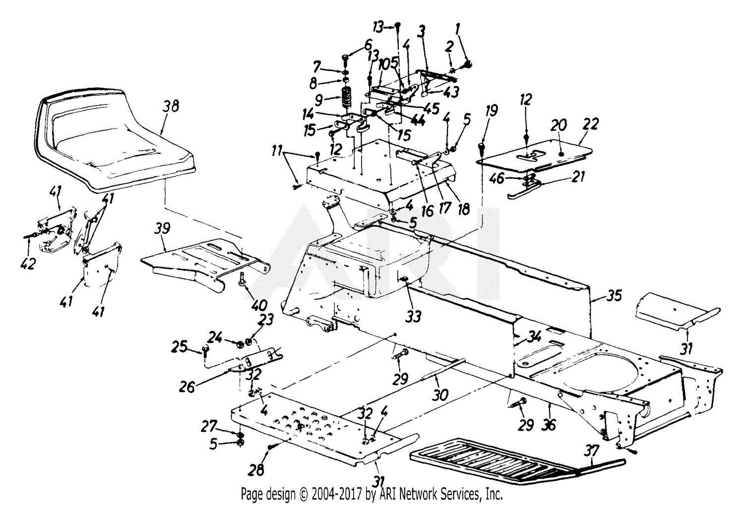 MTD 143P828H118 (SWC #25651) (1993) Parts Diagram for Seat Assembly/Frame