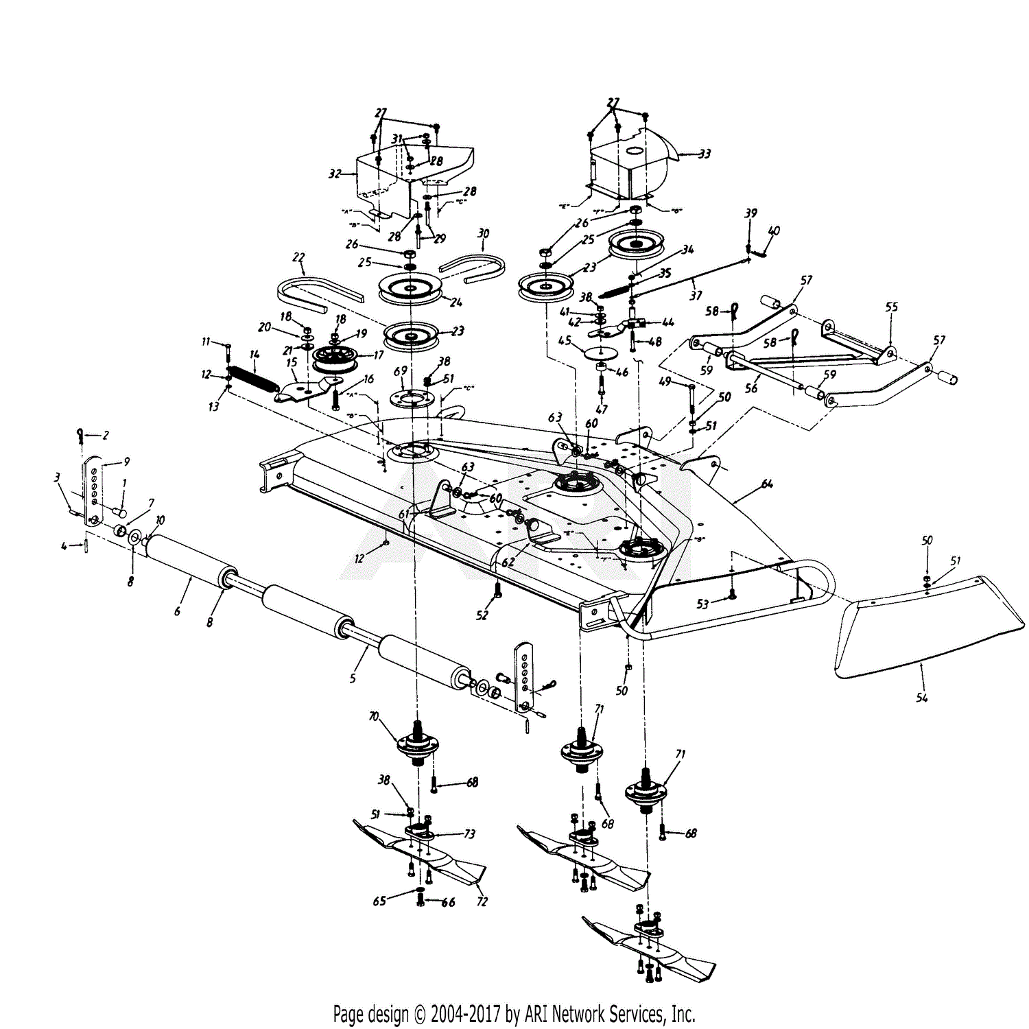 MTD 1465828P352 (1996) Parts Diagram for Deck Assembly