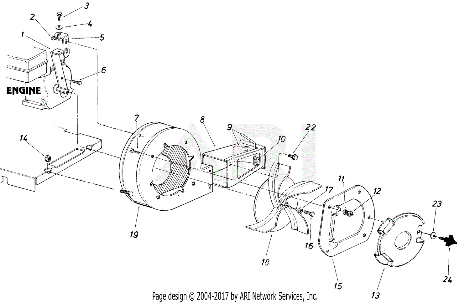 MTD 24695S (1985) Parts Diagram for Blower