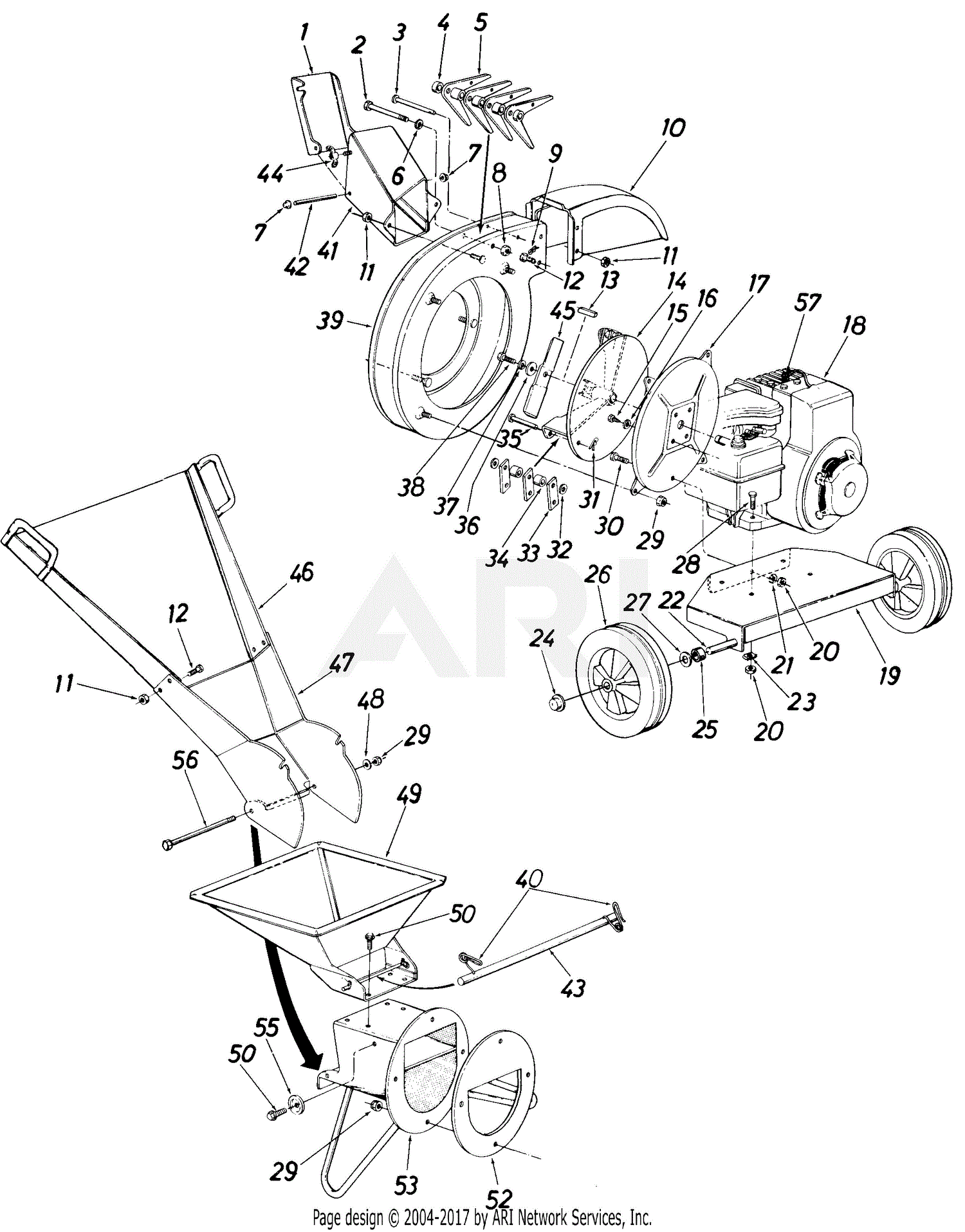 MTD 24650-7 (1987) Parts Diagram for Shredder