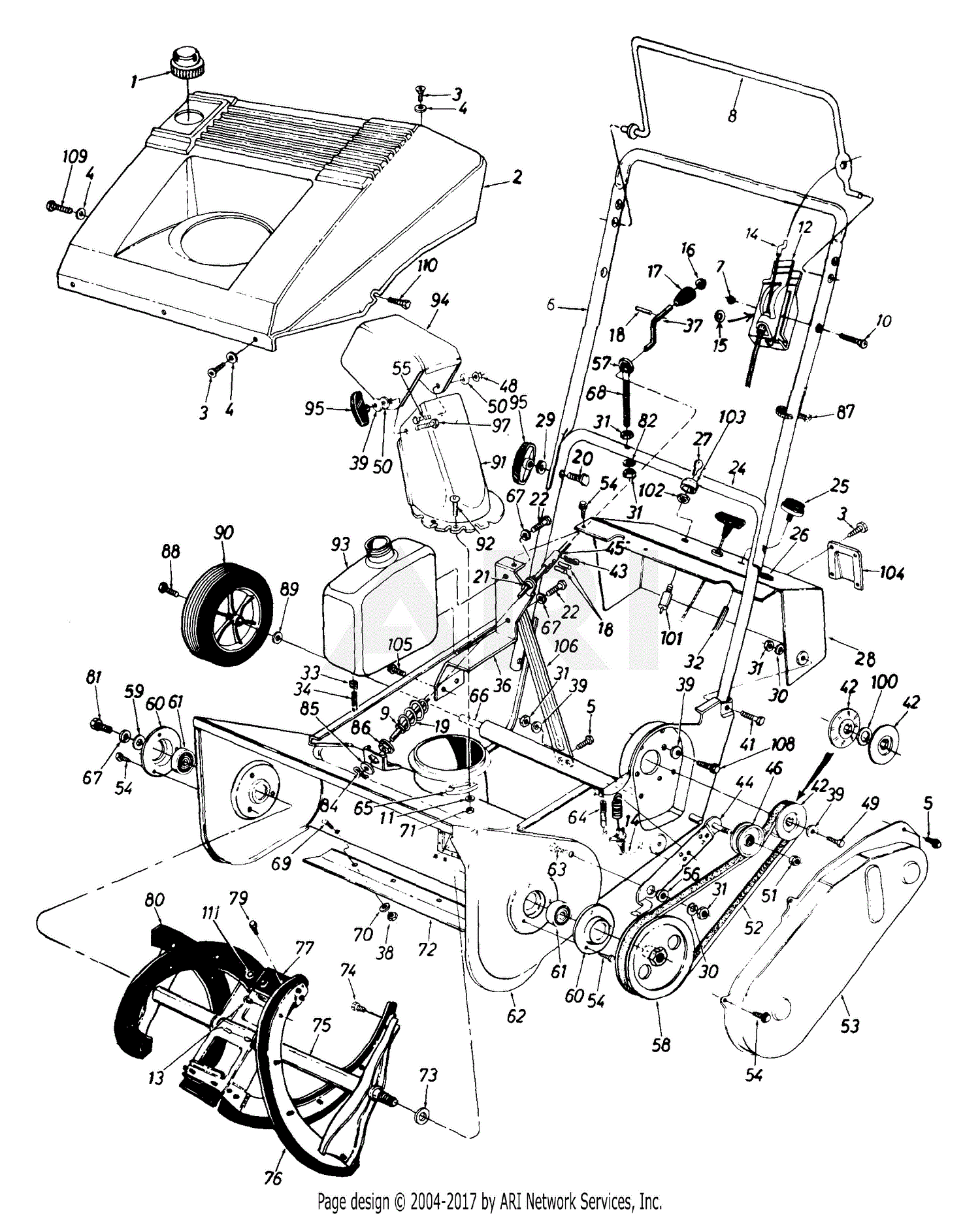 MTD 313-191-000 (1993) Parts Diagram for General Assembly