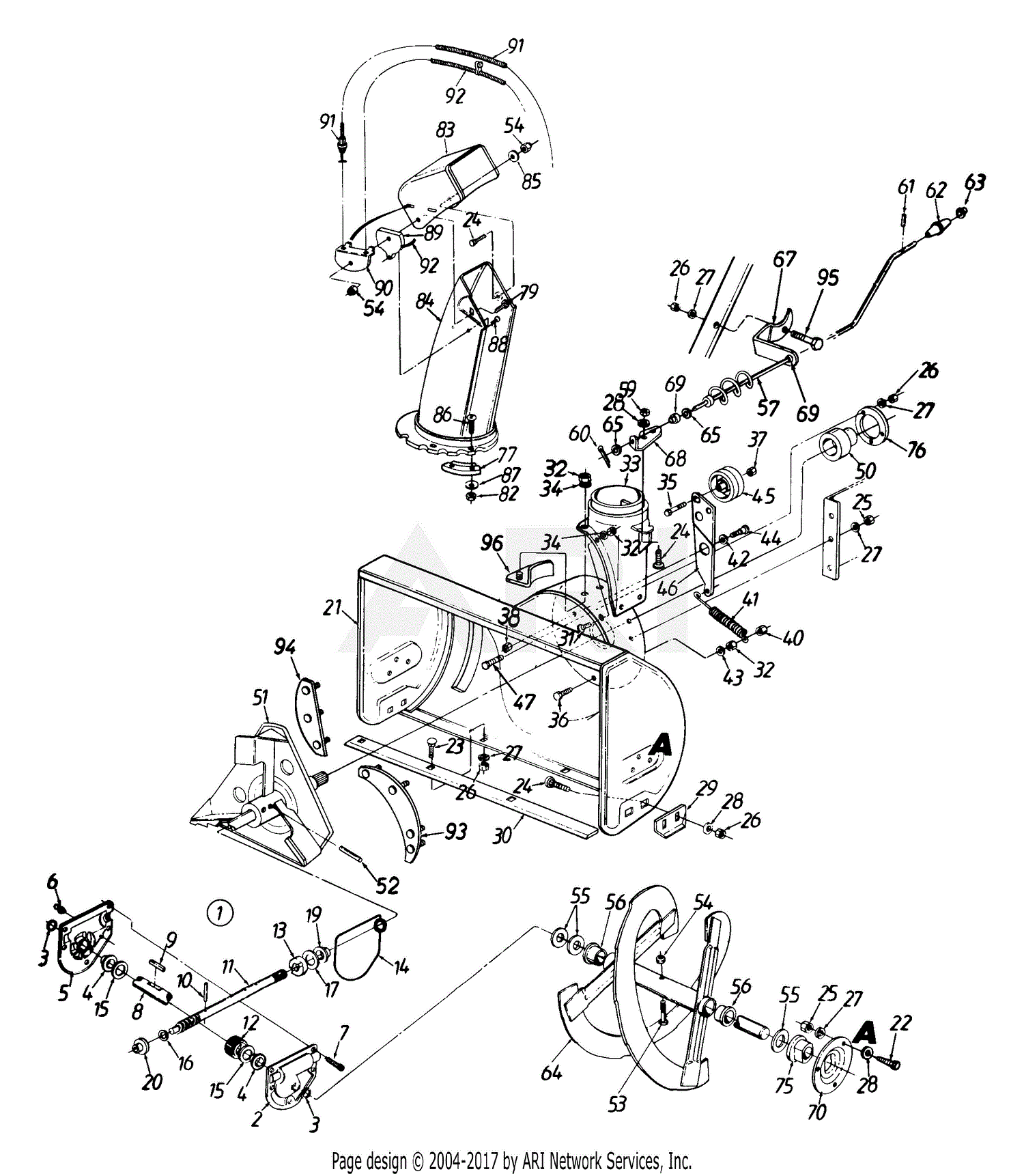 Mtd 313-642f000 (1993) Parts Diagram For Worm Drive Assembly