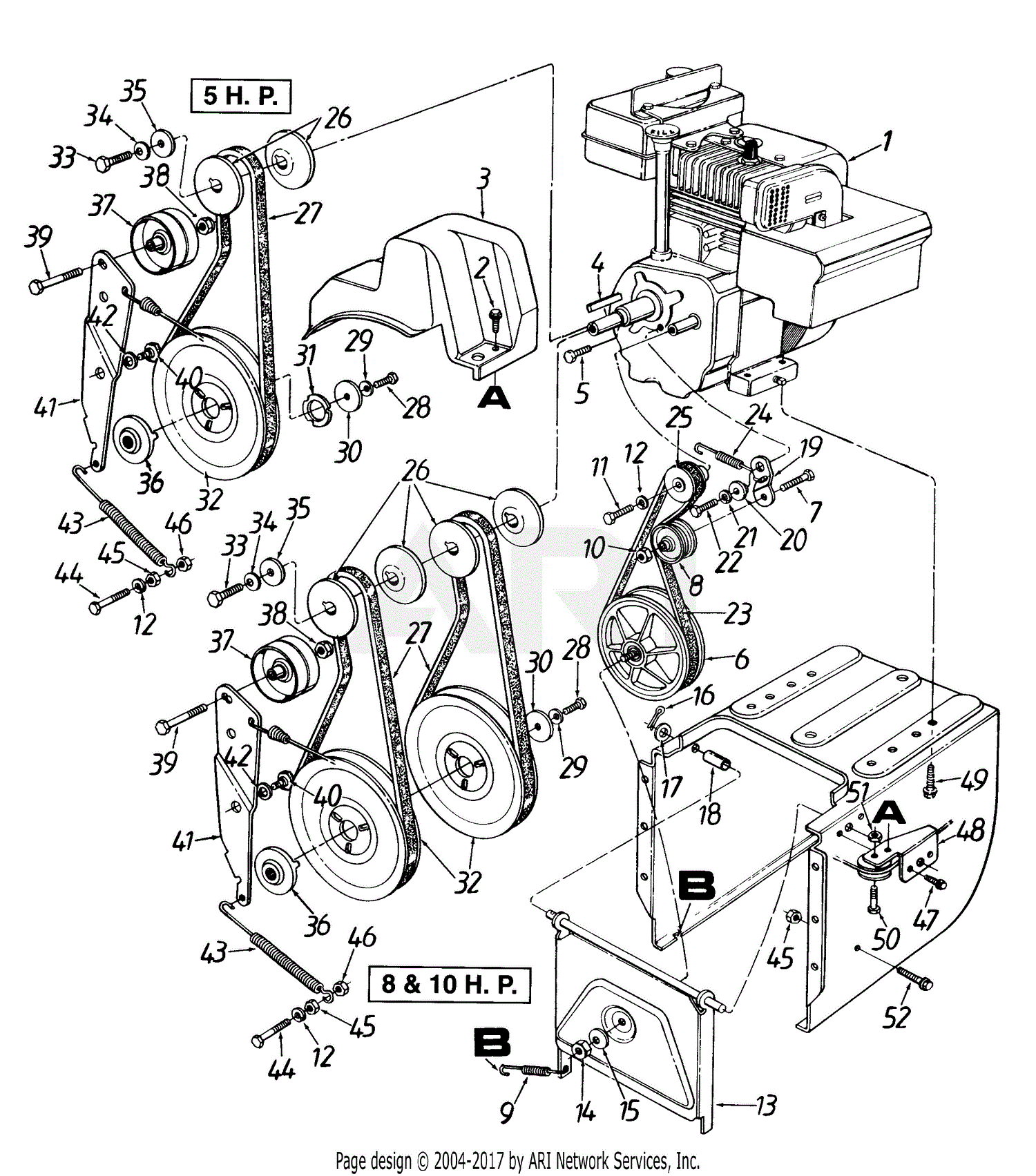 MTD 314-660G000 (1994) Parts Diagram for Engine And Pulley Assembly