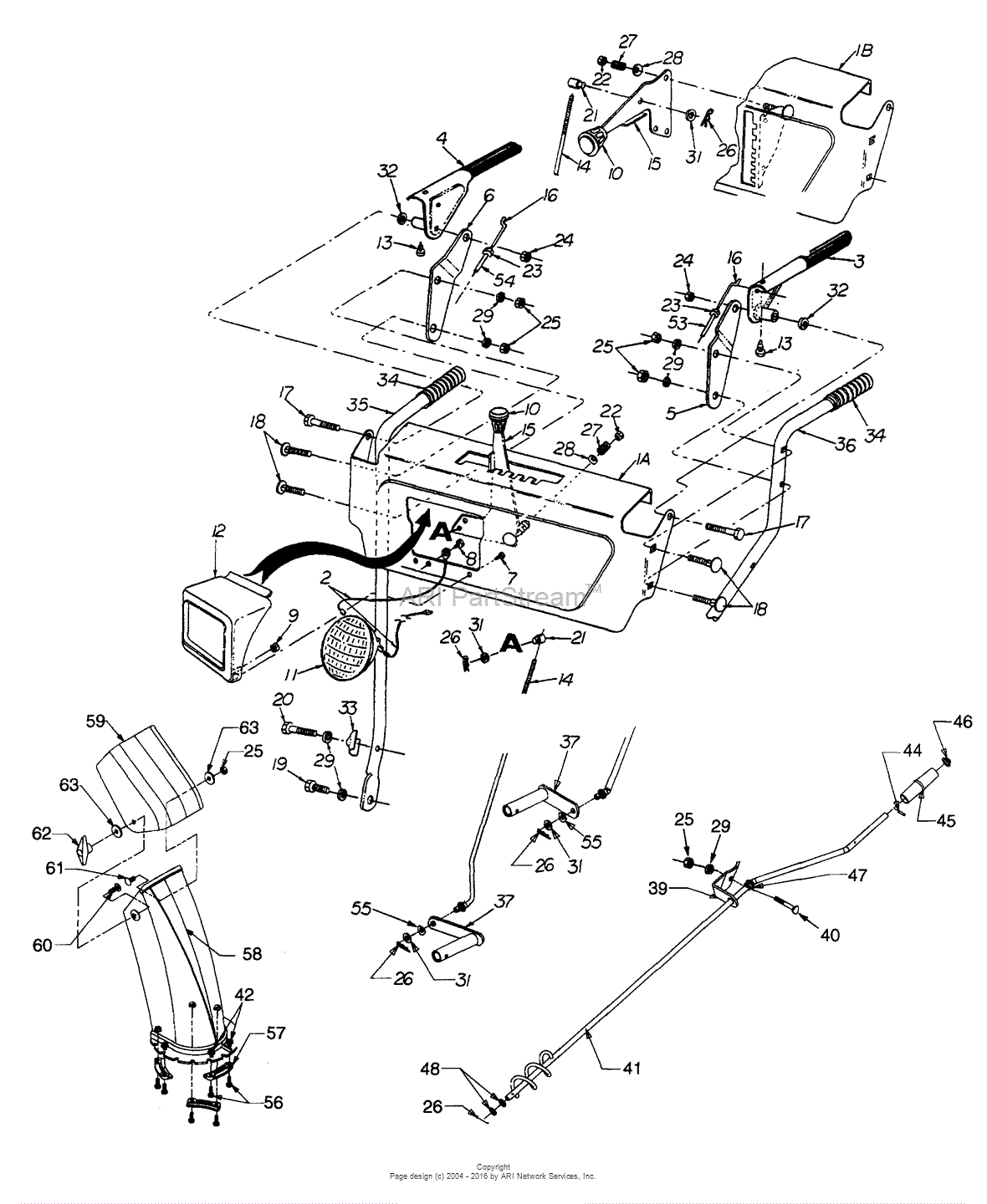 MTD 317E644E129 (1997) Parts Diagram for Handle Assembly