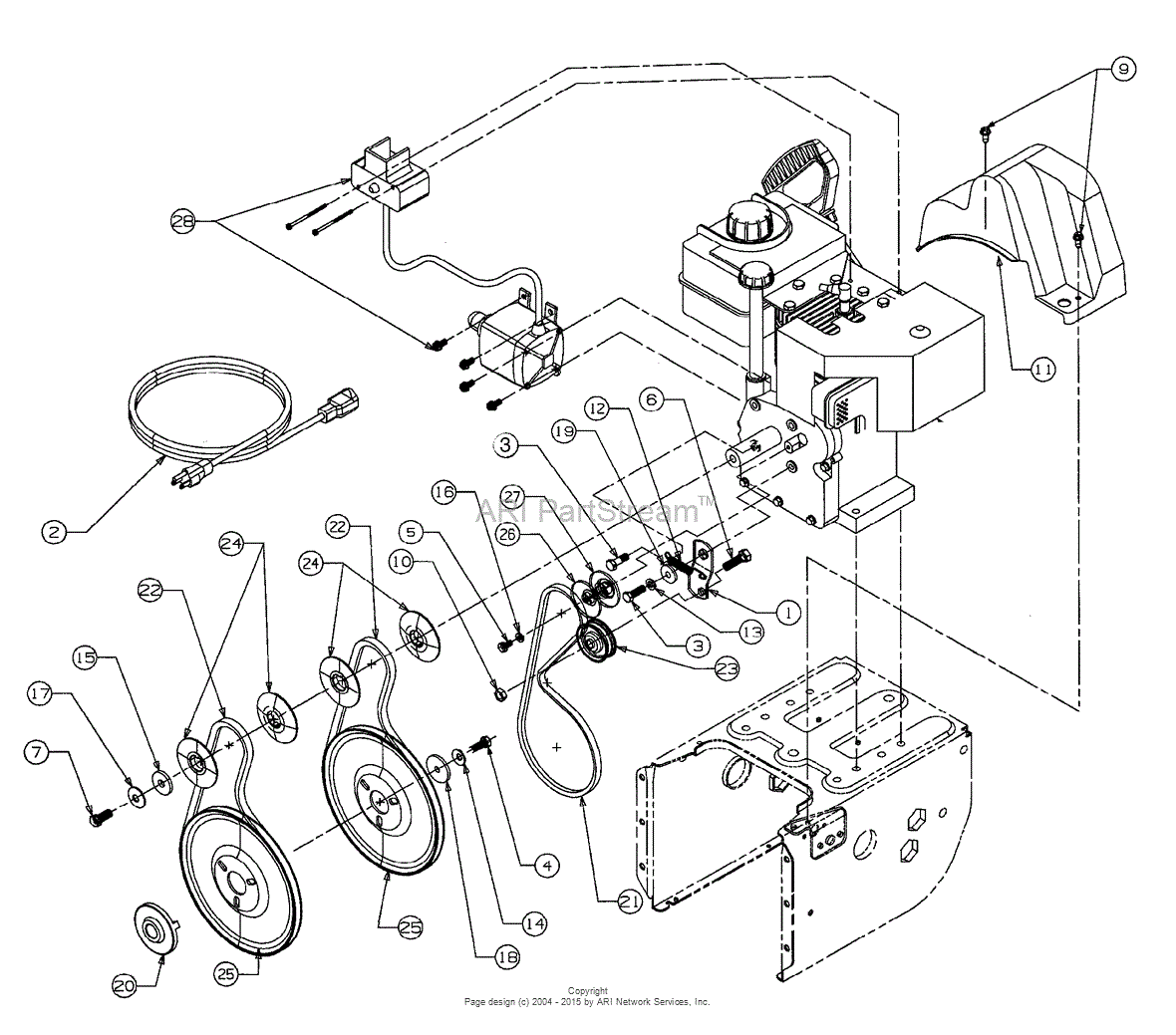 MTD 31AE740F000 (1998) Parts Diagram for Belt Drive