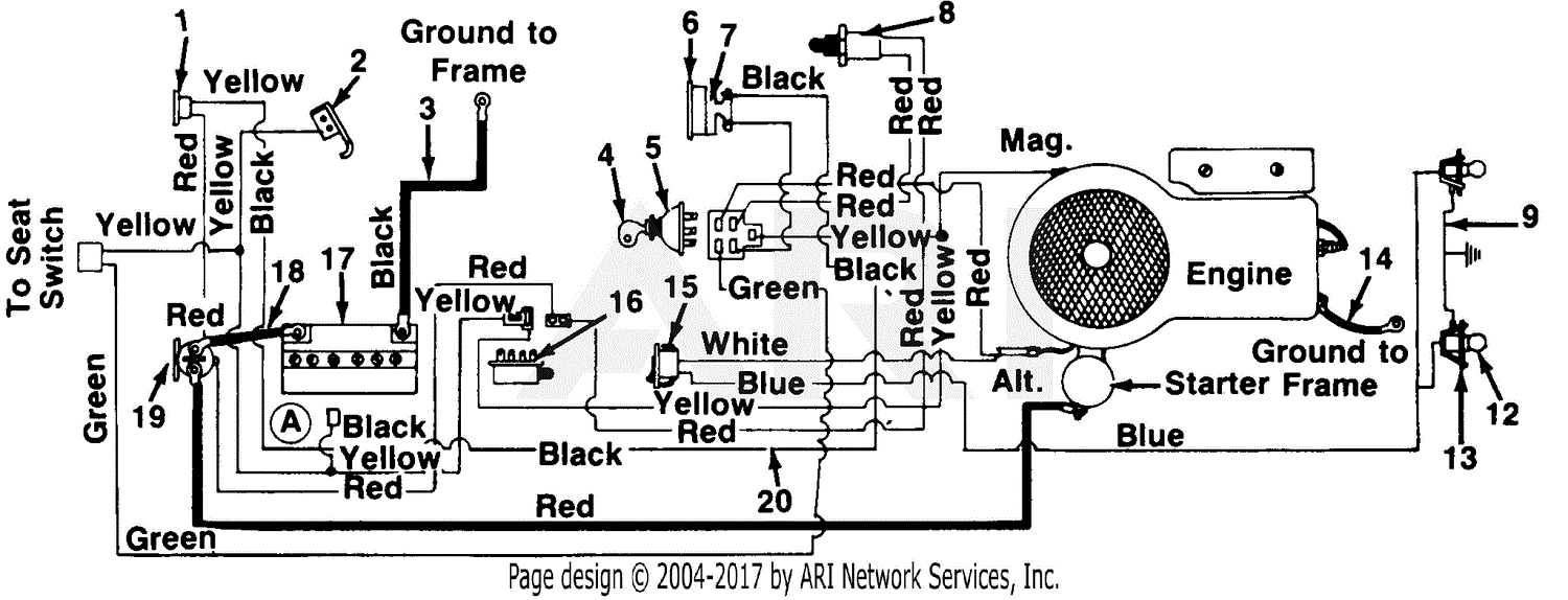 MTD 653-205 (1987) Parts Diagram for Electrical, With ... key switch wiring diagram for 653 