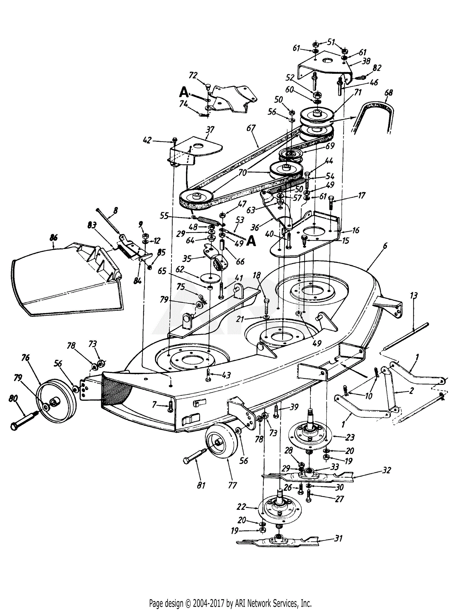 MTD Ranch King Mdl 130-800H205 Parts Diagram for 46" Mowing Deck
