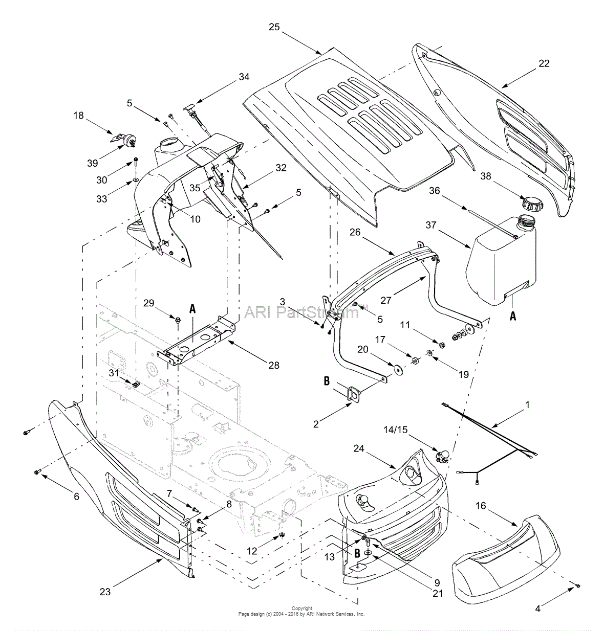 Mtd 13a7668h352  2003  Parts Diagram For Hood Style 8