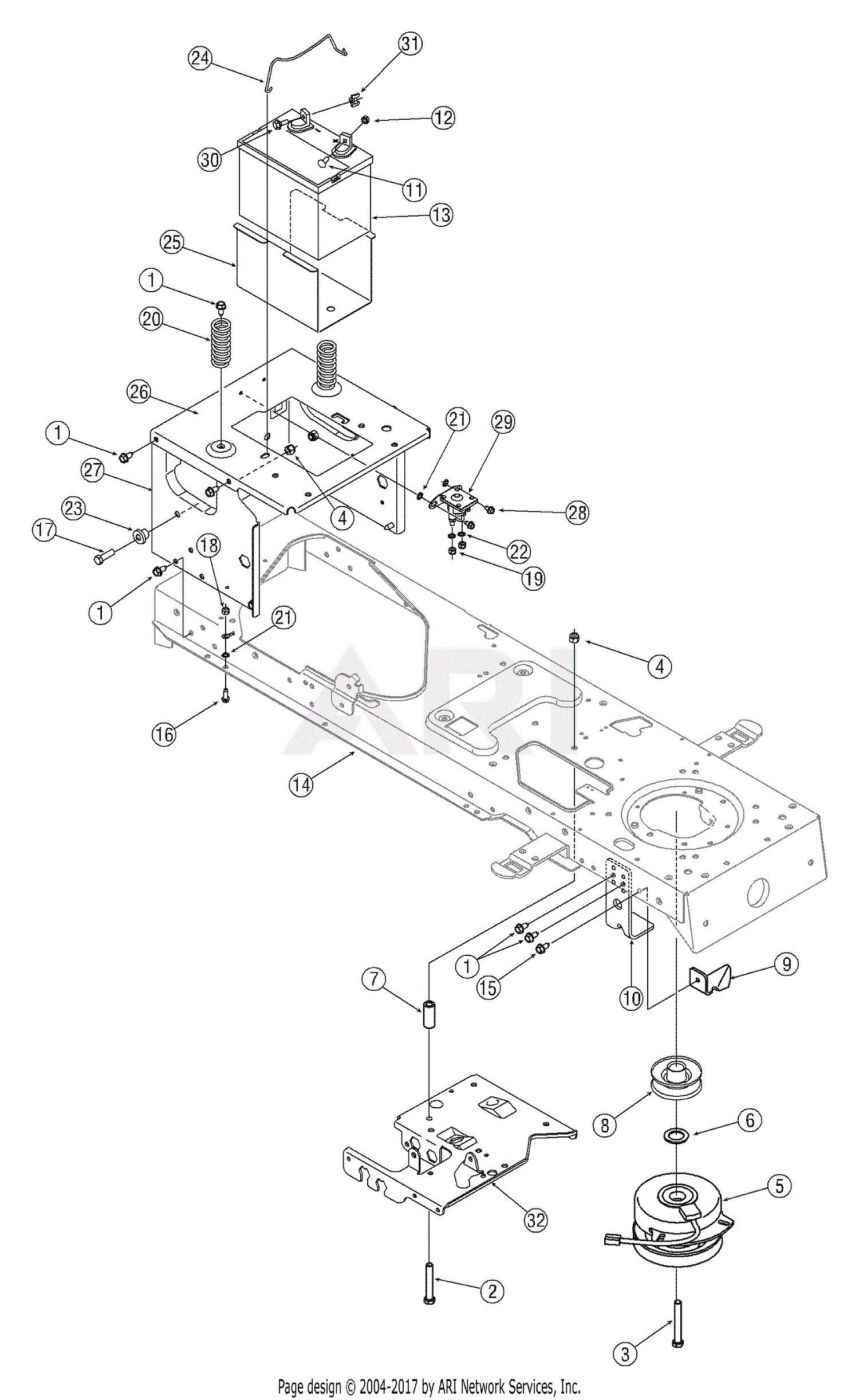 MTD 14AK811P705 (2005) Parts Diagram for PTO