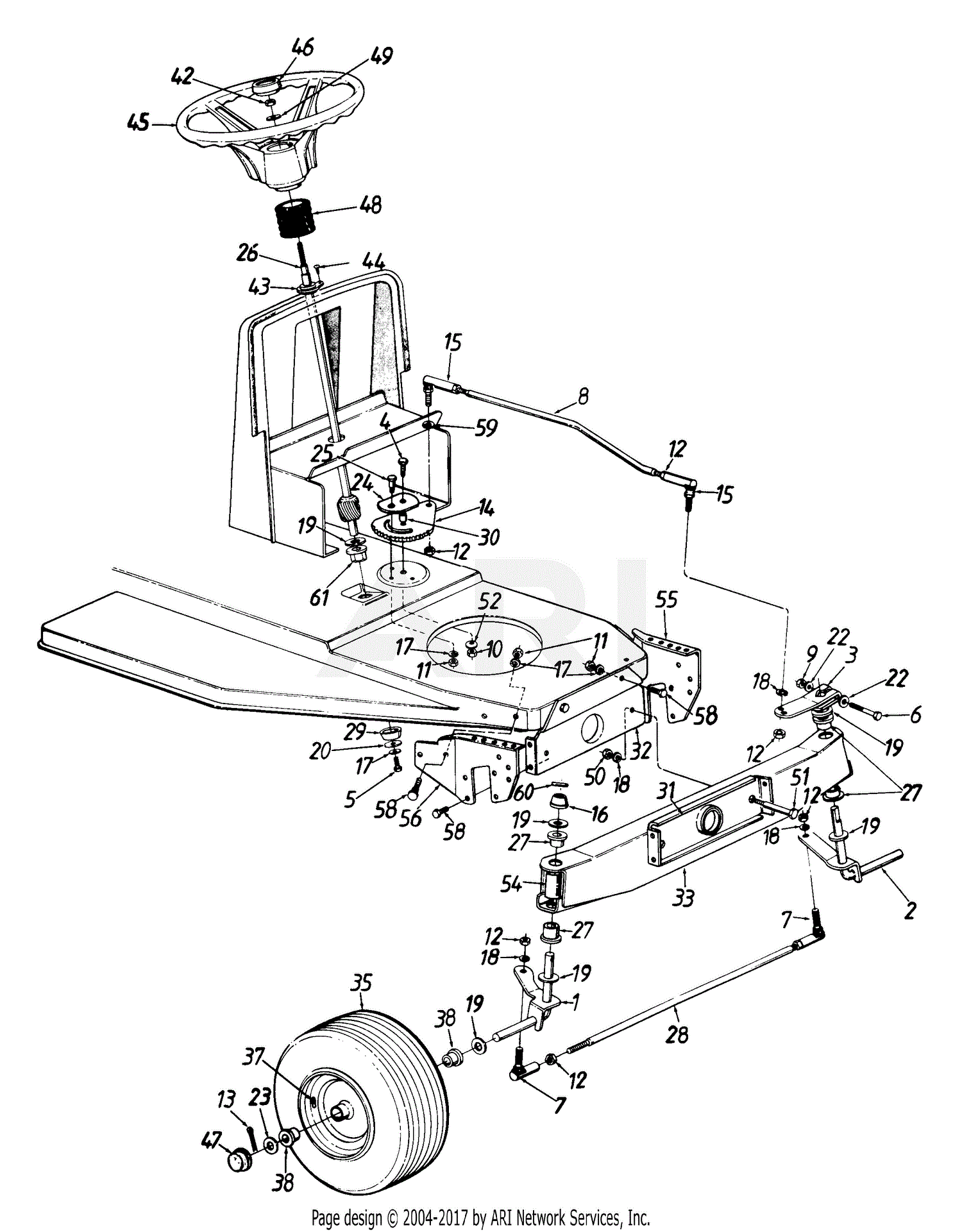 MTD 132-431E062 (95179) (1992) Parts Diagram for Steering And Front ...