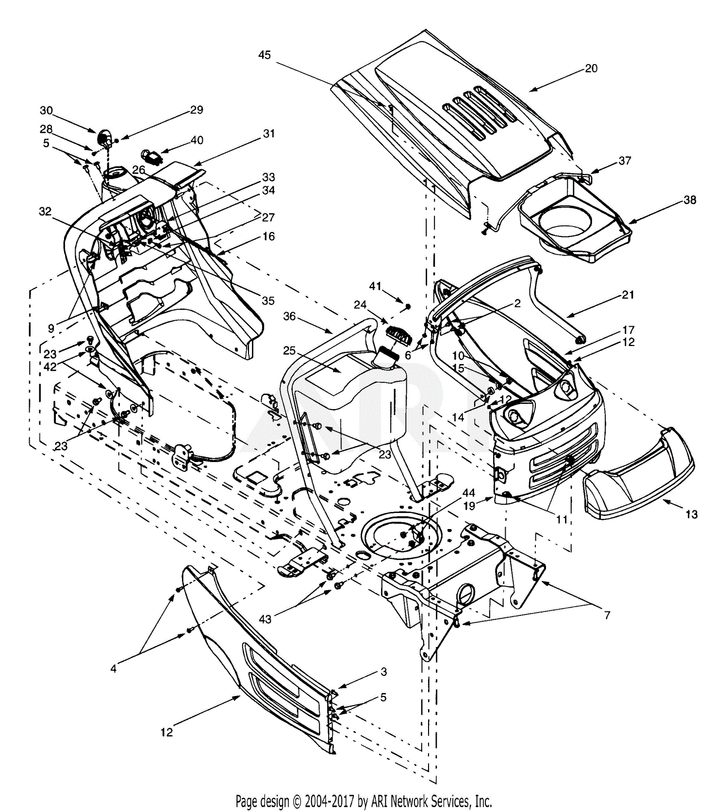 Mtd 13au608h016  2000  Parts Diagram For Hood Style 8
