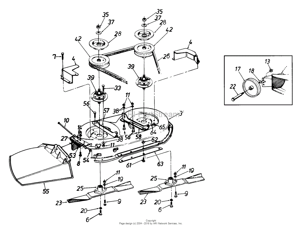 MTD 136E470F023 (1996) Parts Diagram for Deck Assembly