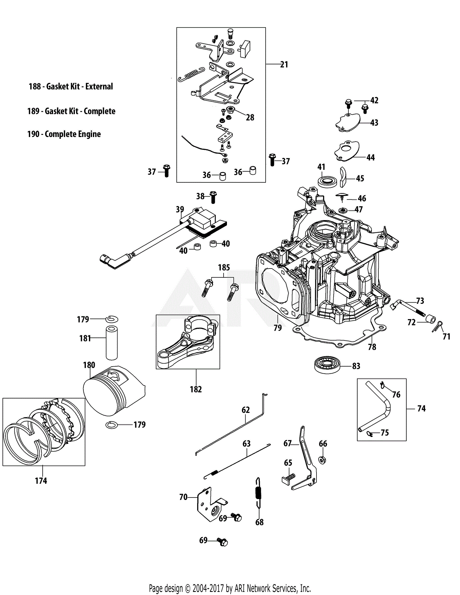 MTD 1P65BU Engine Parts Diagram for 1P65BU Crankcase mtd engine parts diagram carb 