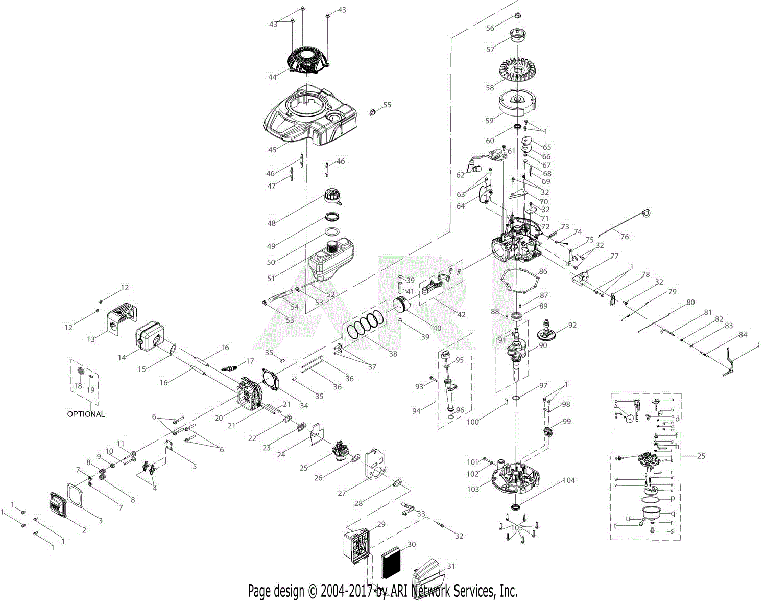 MTD 1X65LUA 159cc Engine Parts Diagram for 1X65LUA General Assembly