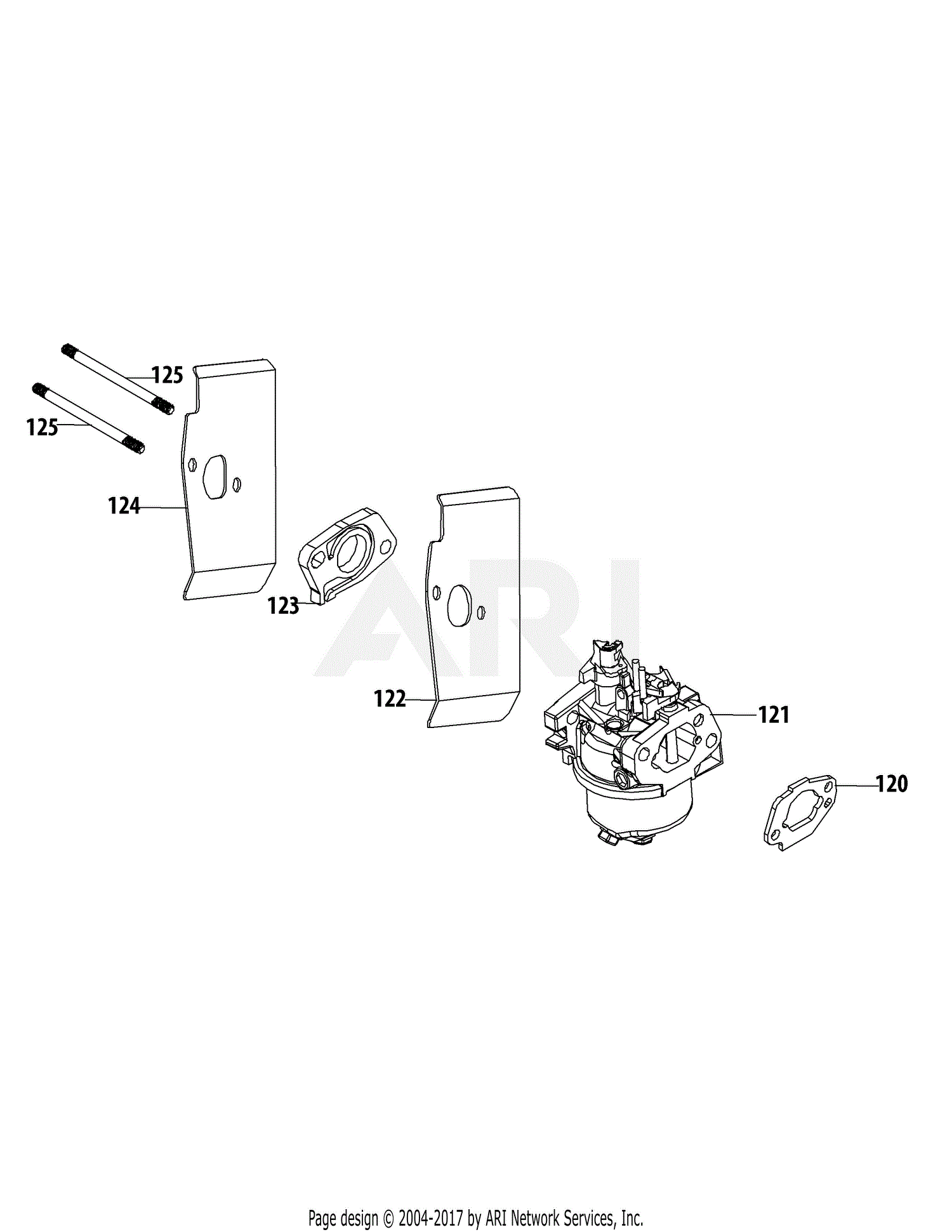 MTD 1X65RU Engine Parts Diagram for 1X65RU Carburetor mtd engine parts diagram carb 