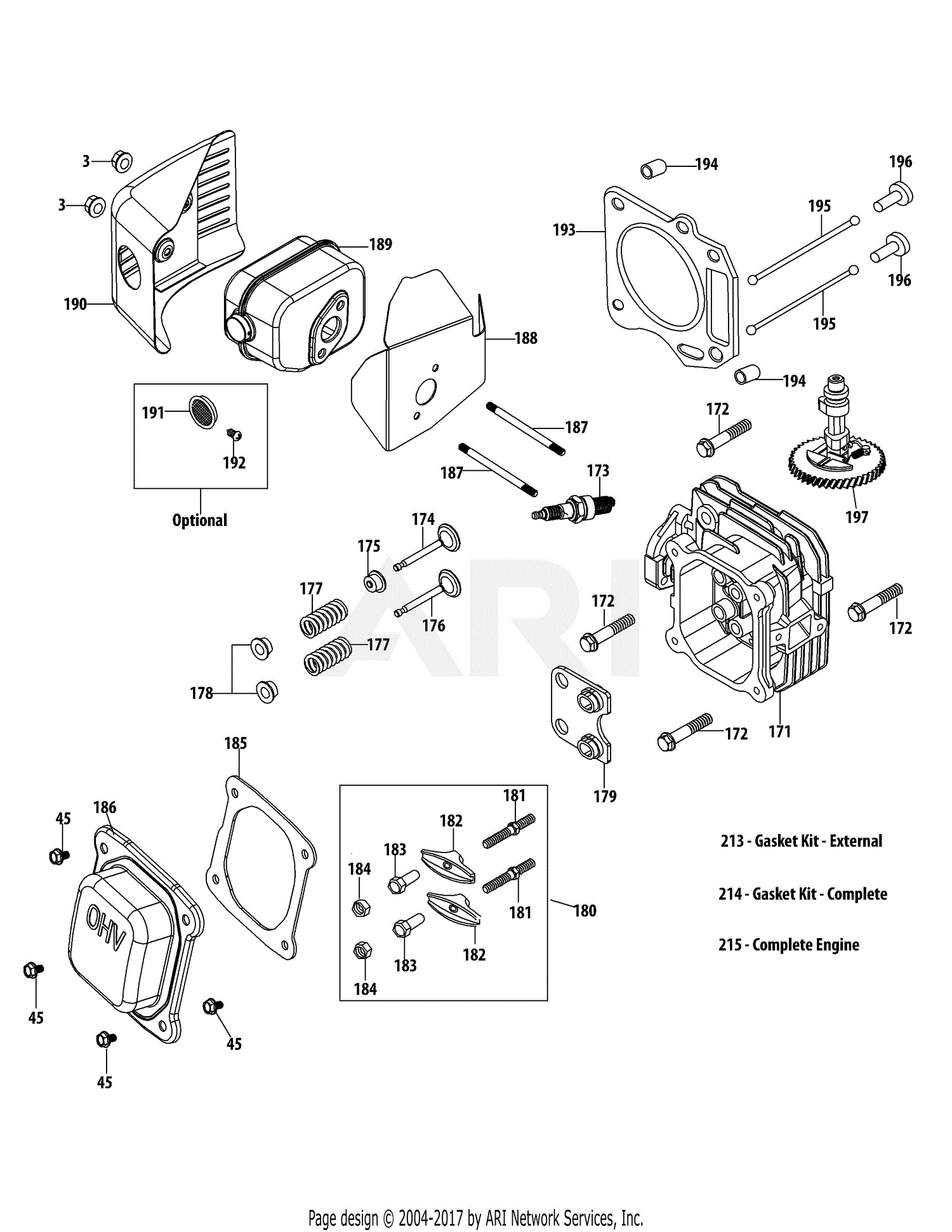 MTD 2P70M0D Engine Parts Diagram for 2P70M0D Cylinder Head