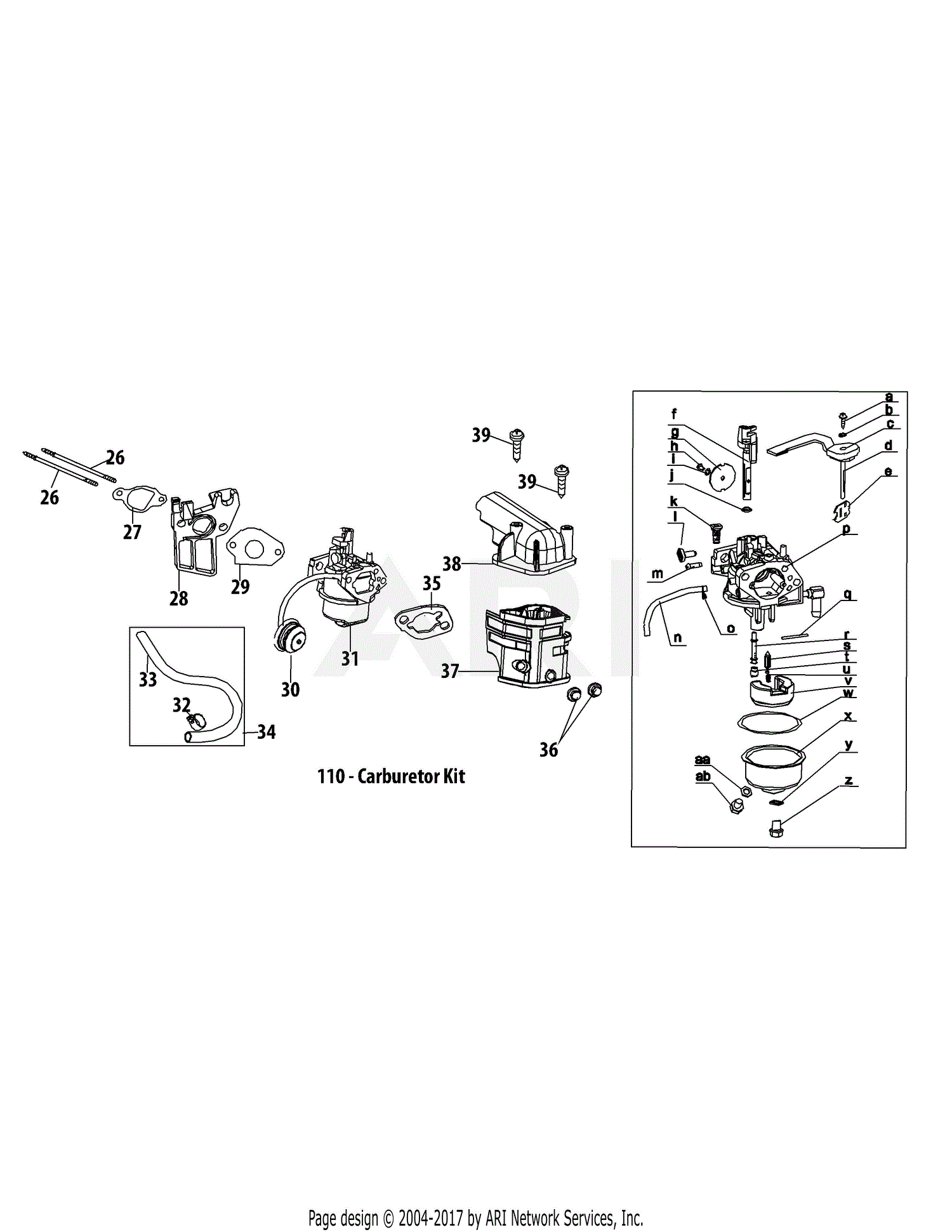 MTD 370-JUA Engine Parts Diagram for 370-JUA Carburetor