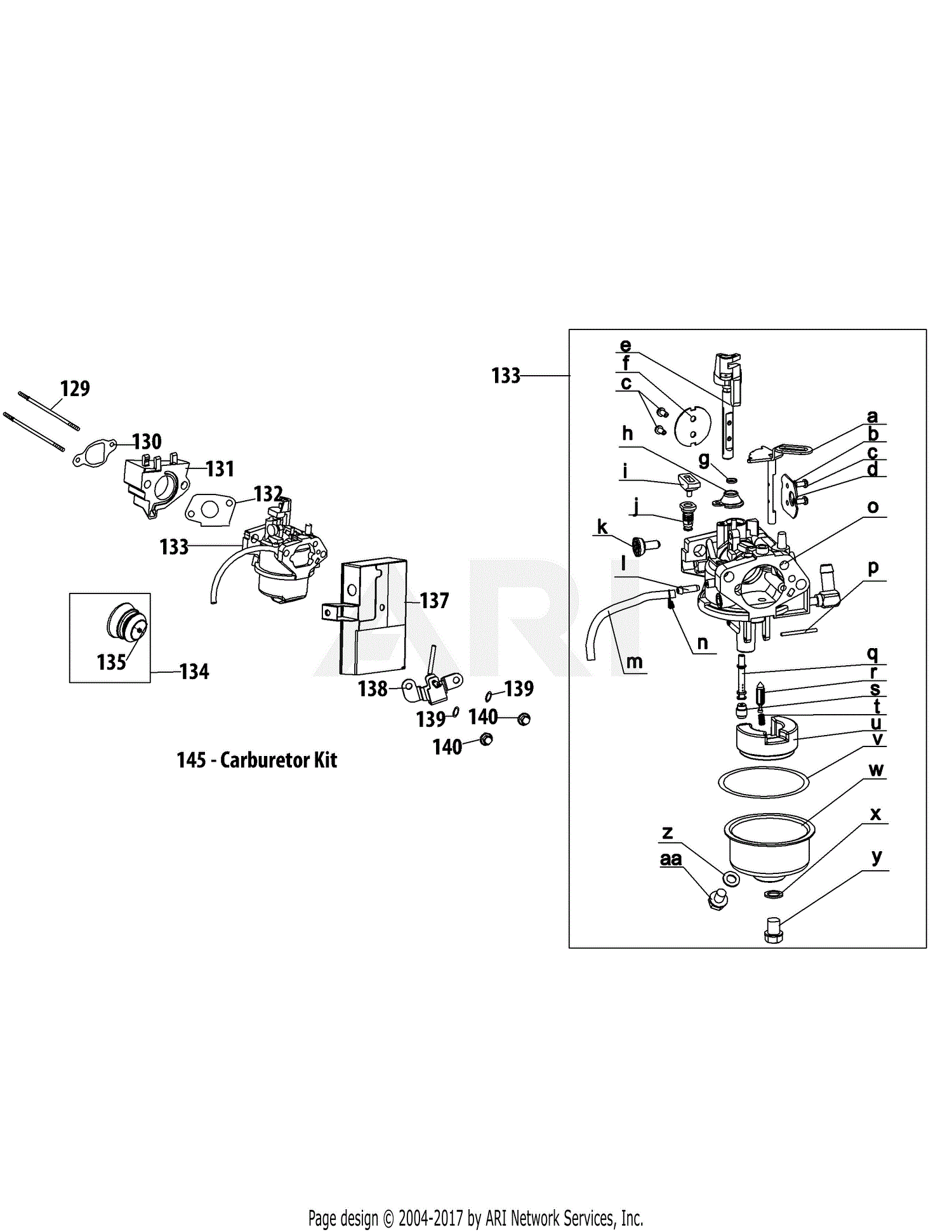 MTD 478-SUB Engine Parts Diagram for 478-SUB Carburetor