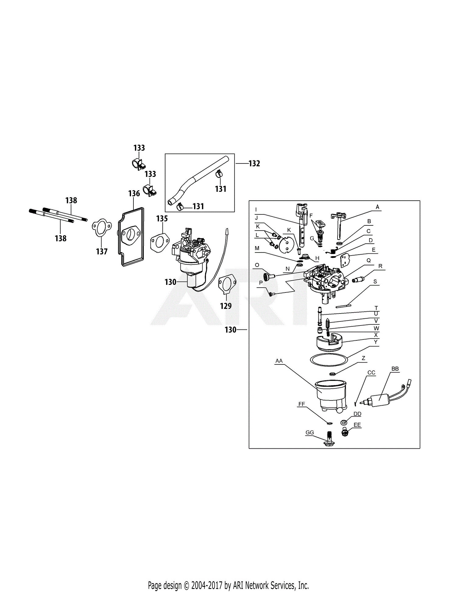 MTD 4P90HUA Engine Parts Diagram for 4P90HUA Carburetor Assembly