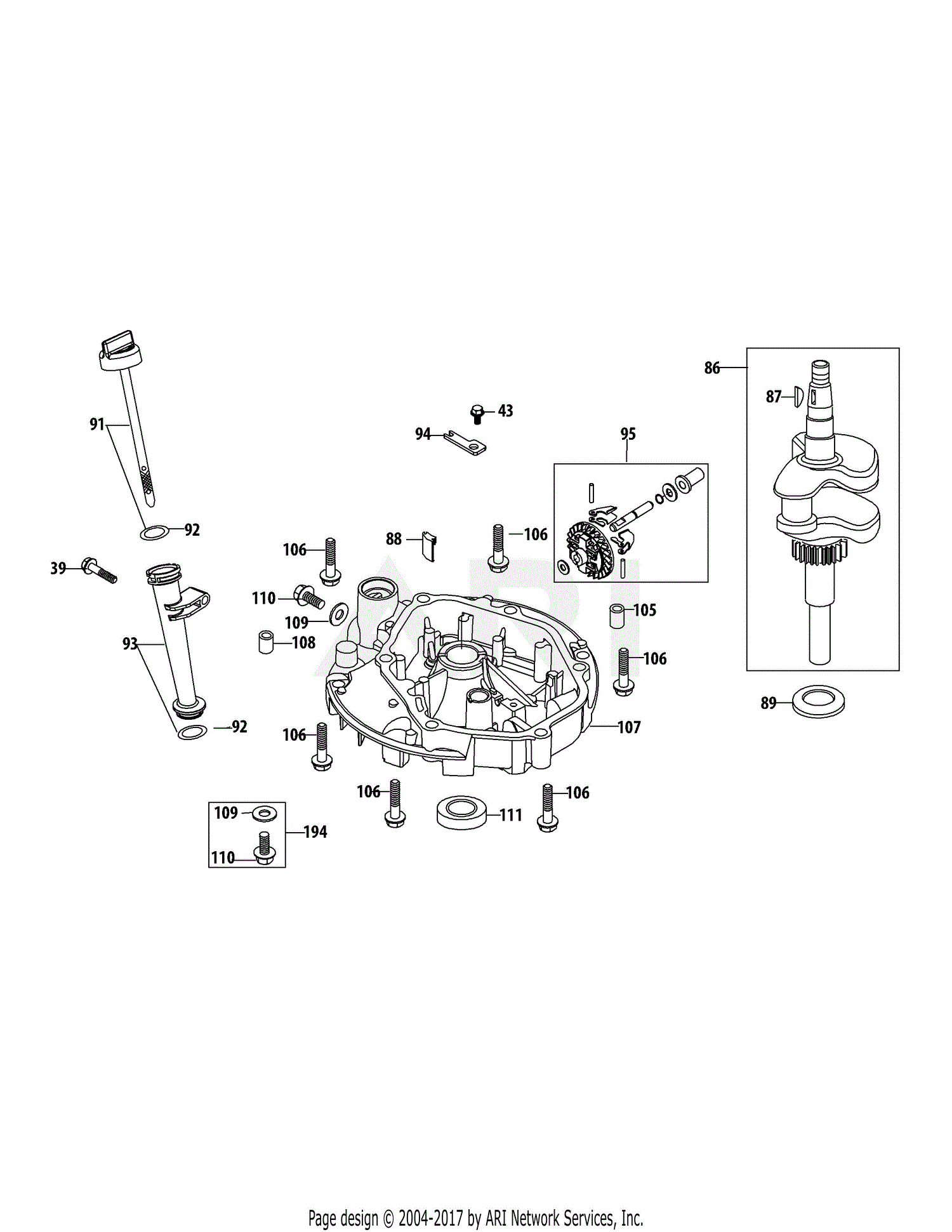 MTD 5P65MU Engine Parts Diagram for 5P65MU Crankshaft & Crankcase Cover