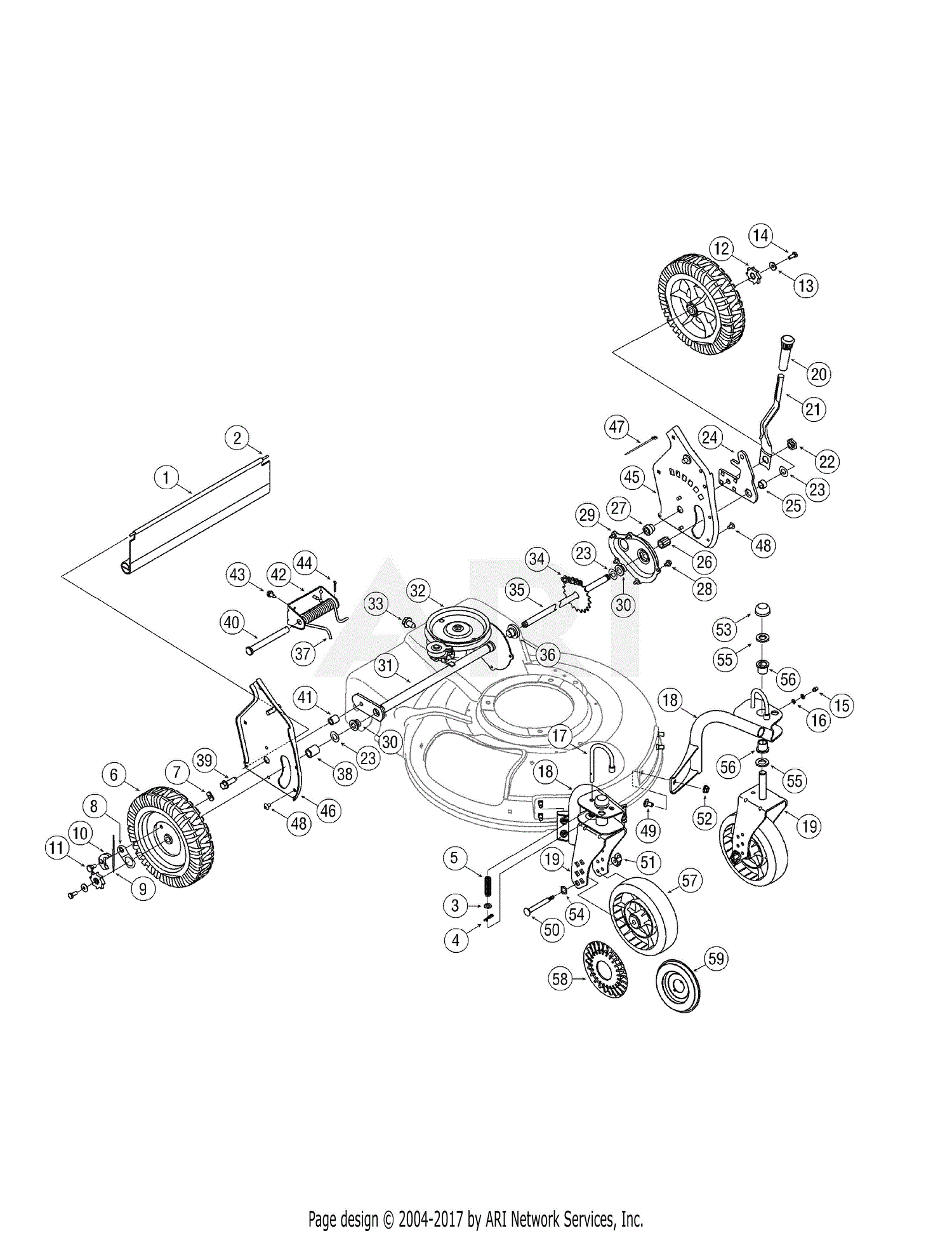 MTD 12A-989Q795 (2007) Parts Diagram for Drive & Tires