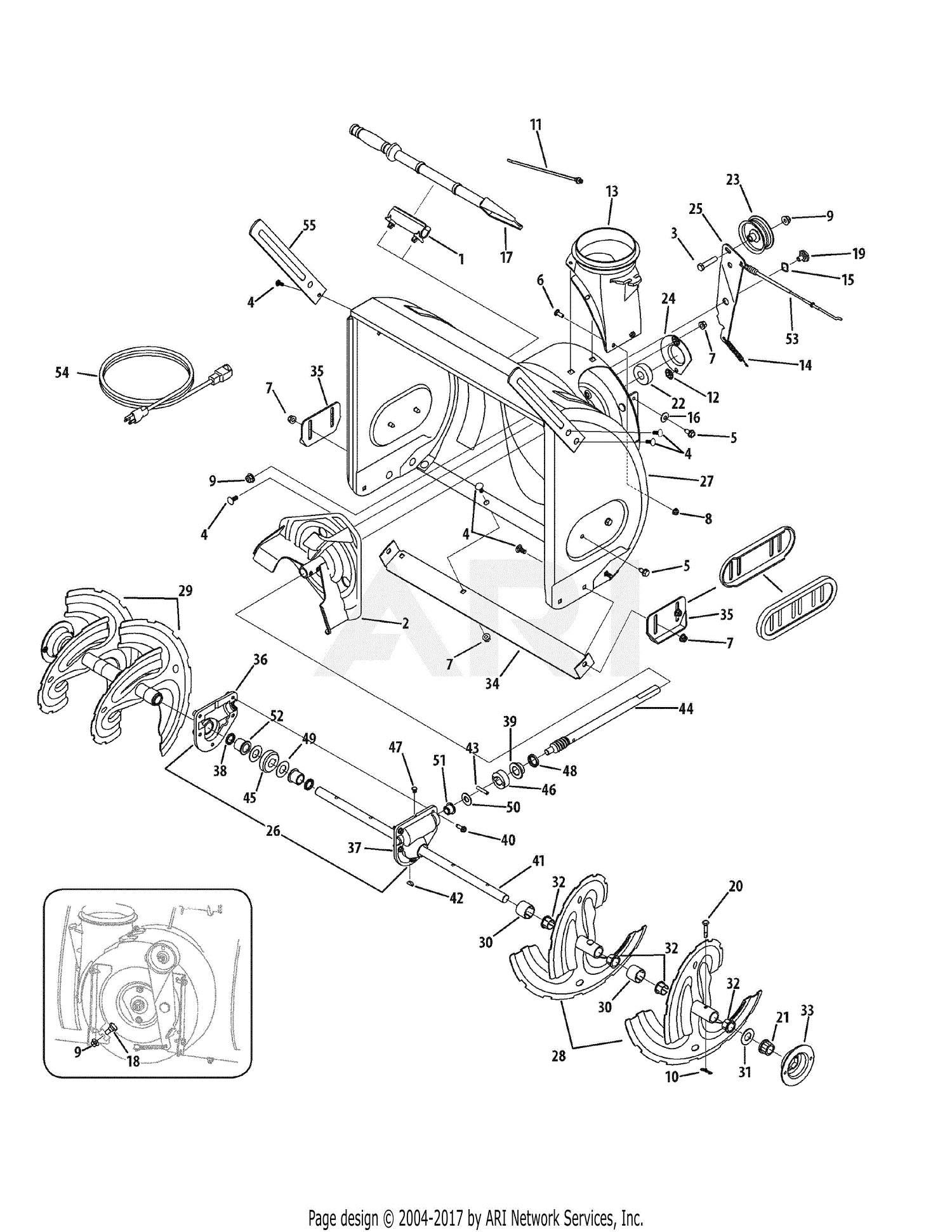 MTD 31AE6GFF795 (2007) Parts Diagram for Auger & Auger Housing