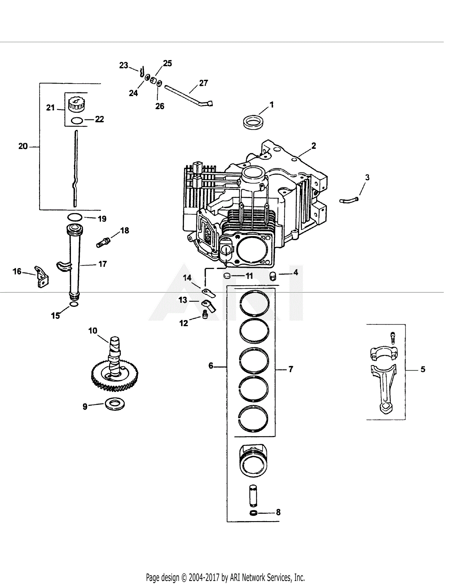 MTD MMZ-2560 53AB5B8J195 Parts Diagram for Kohler Engine Crankcase