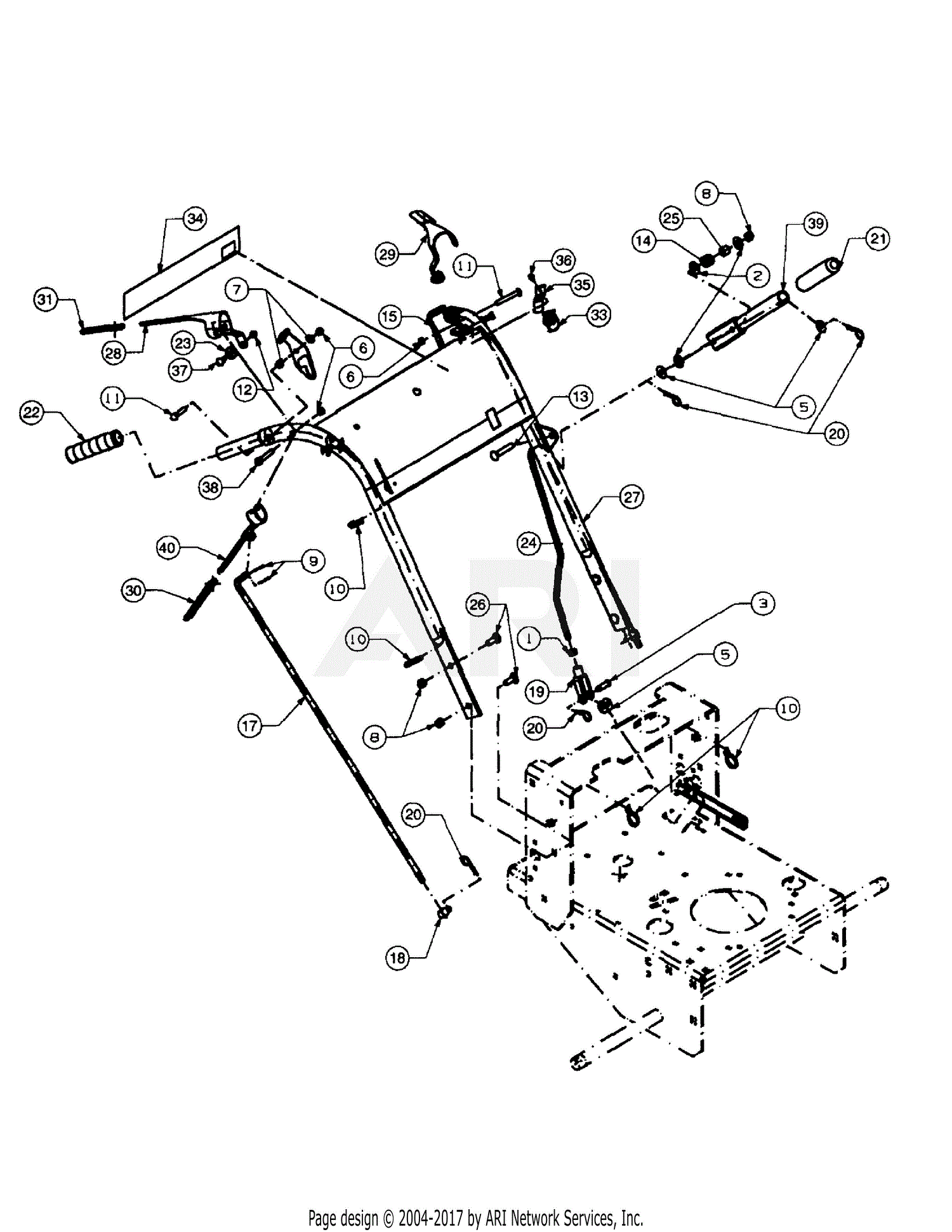 MTD 1336G (2000) 55AE210R195 (2000) Parts Diagram for Handle Assembly