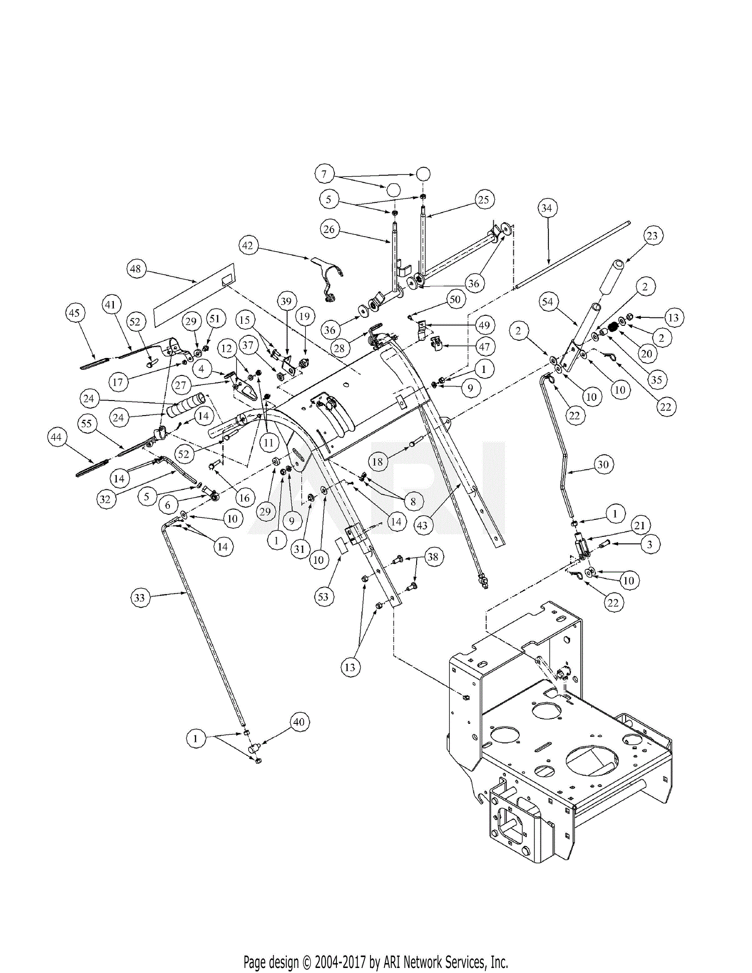 MTD 1648H 55AE323S195 Parts Diagram for Standard Handle Assembly