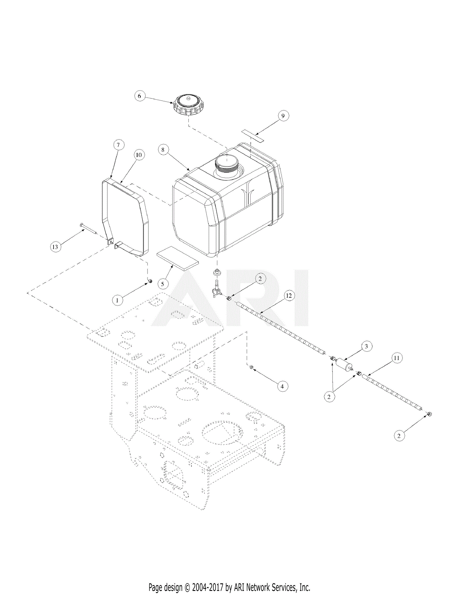 MTD 1648H 55AE323S195 Parts Diagram for Standard Tank Assembly