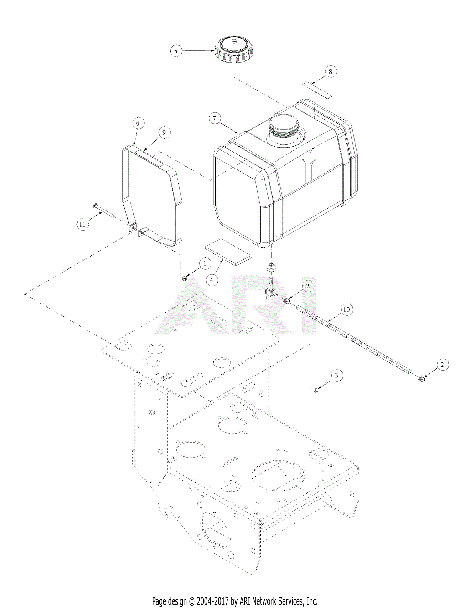 MTD 2260F 55AF3B7J195 Parts Diagram for Tank Assembly WT