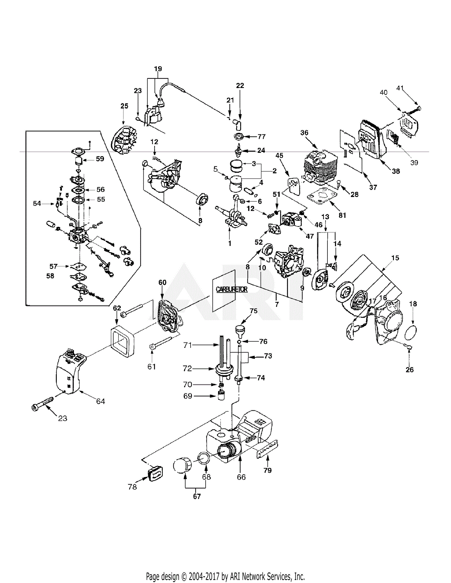 MTD Blower HB 26 59AF302-195 Parts Diagram for Engine Assembly