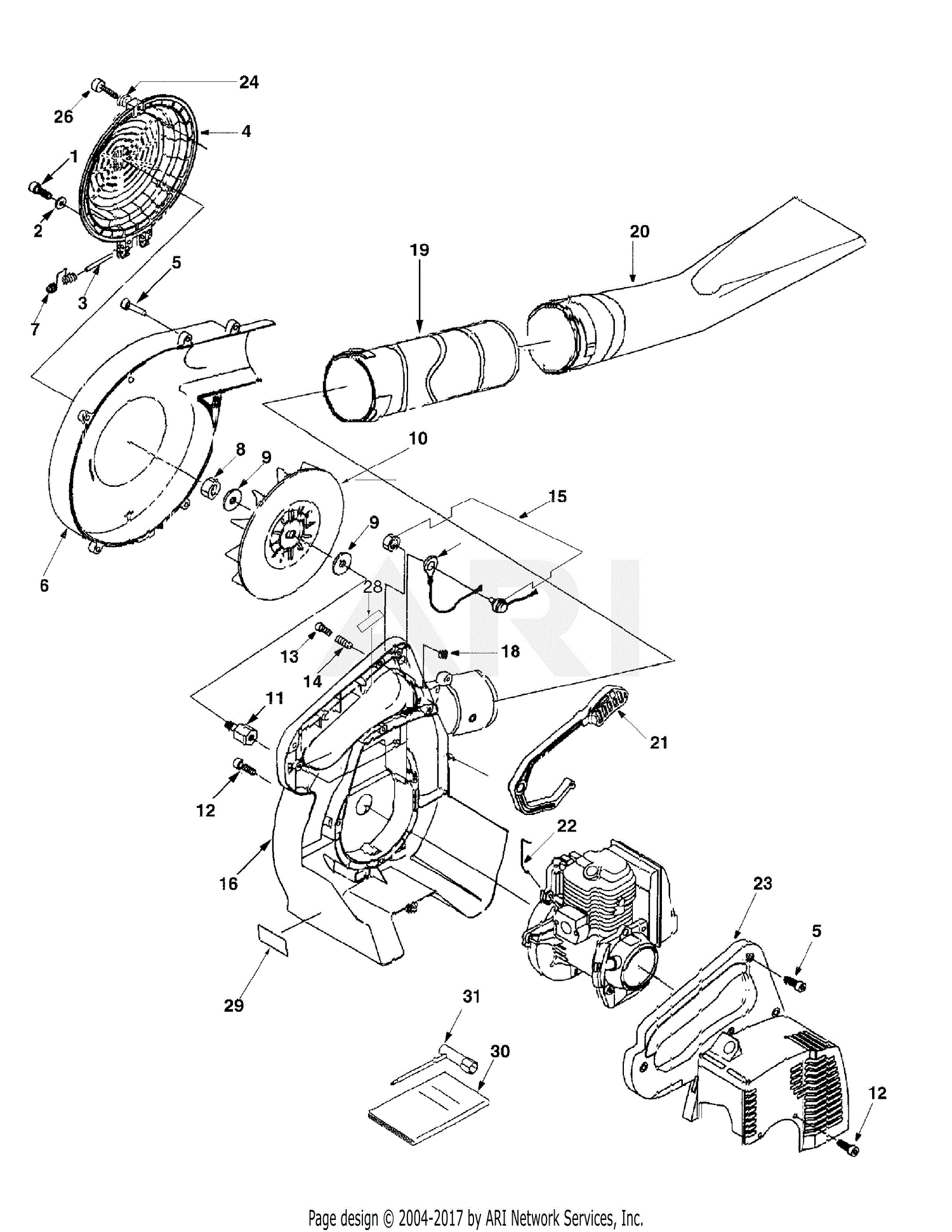 MTD Blower HB 26 59AF302-195 Parts Diagram For General Assembly