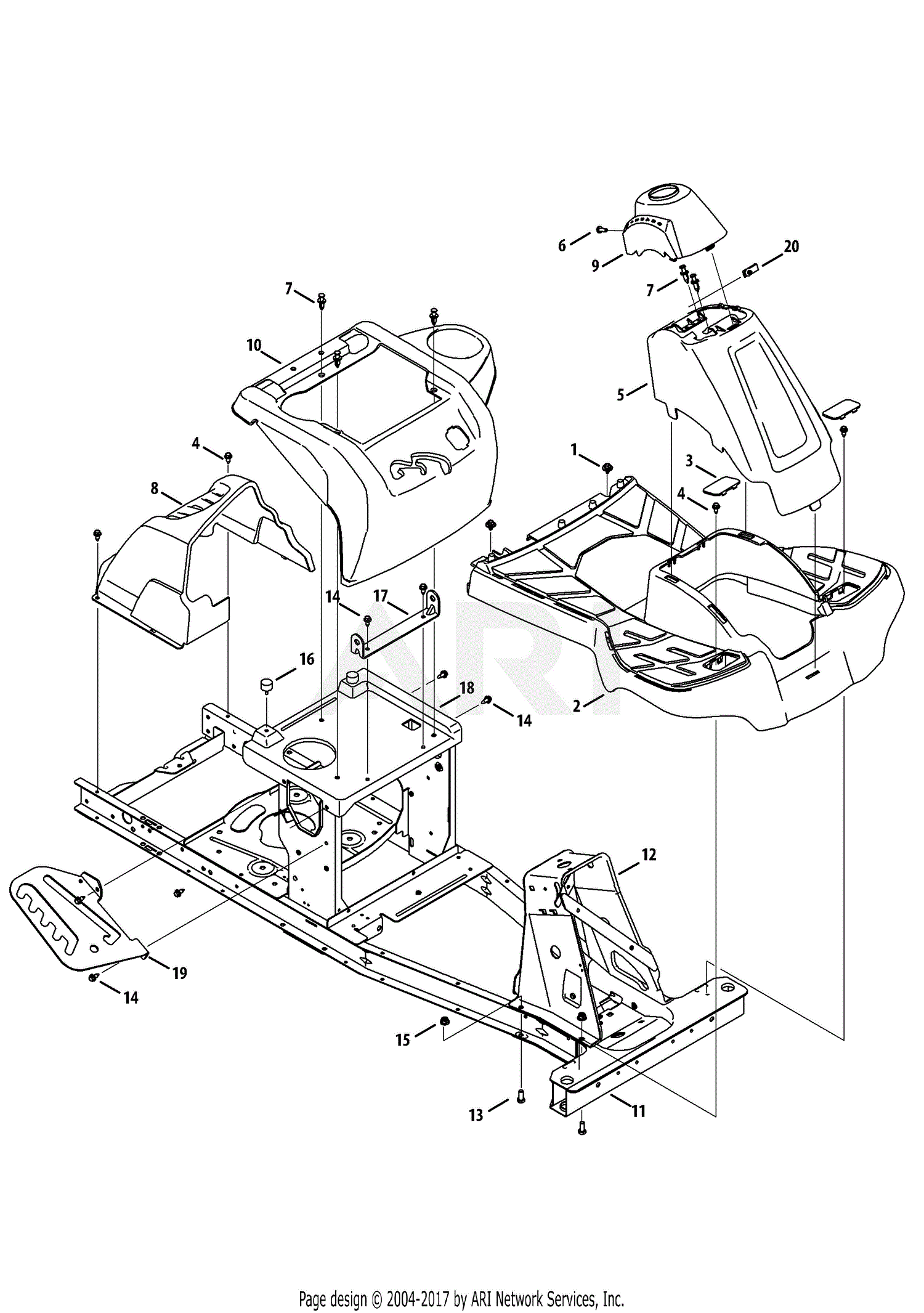 MTD 13A326JC058 Mini-Rider (2013) Parts Diagram for Frame & Fender