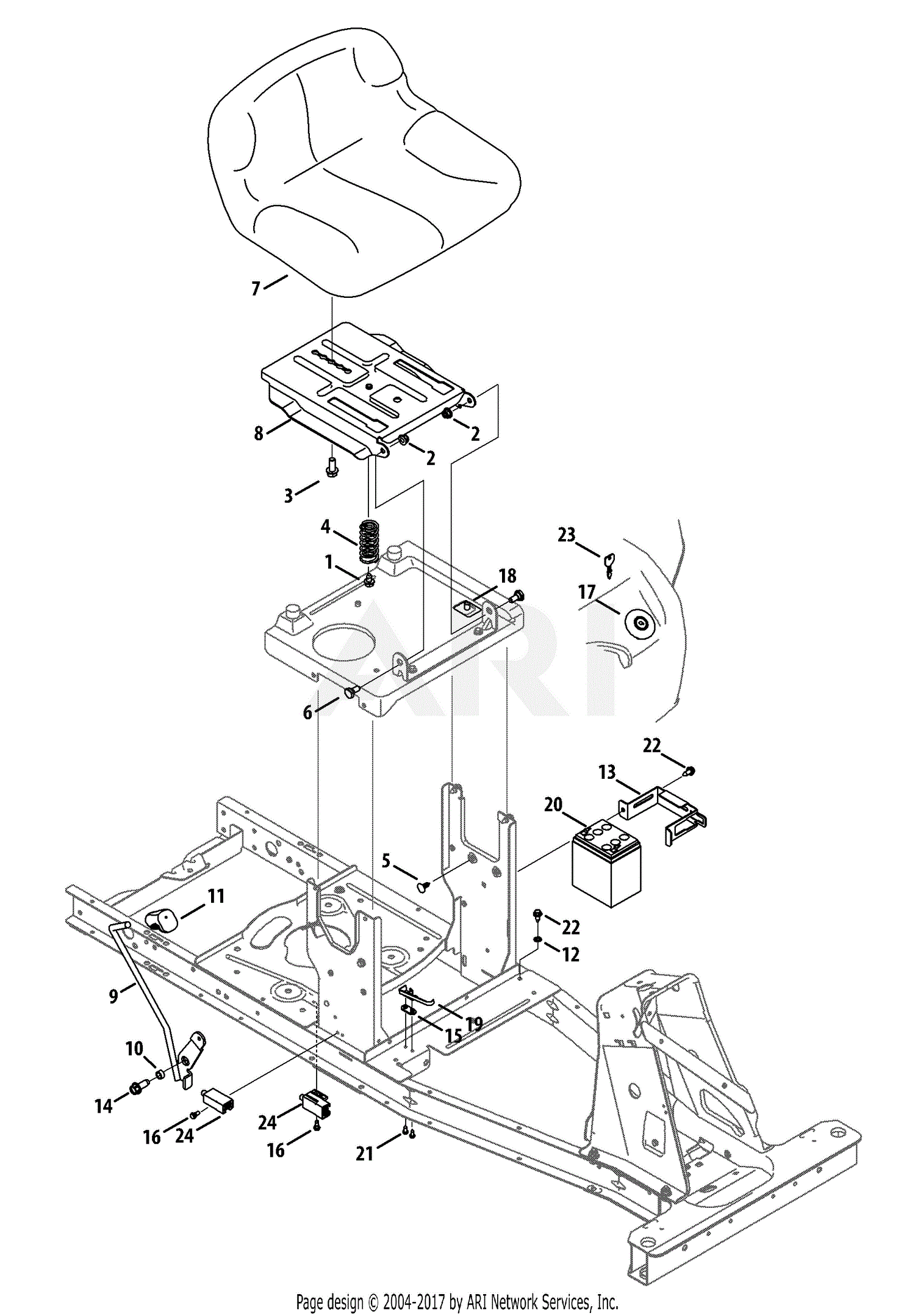 MTD 13A326JC058 Mini-Rider (2013) Parts Diagram for Seat ... mtd wiring diagram 