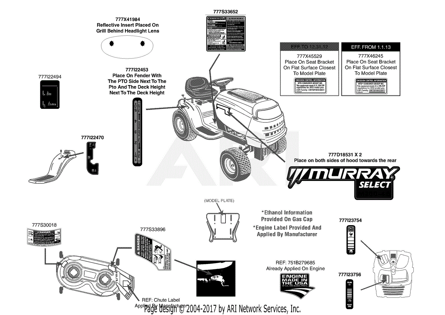 MTD 13AL795T058 (2013) M200-46 (2013) Parts Diagram for Label Map ...