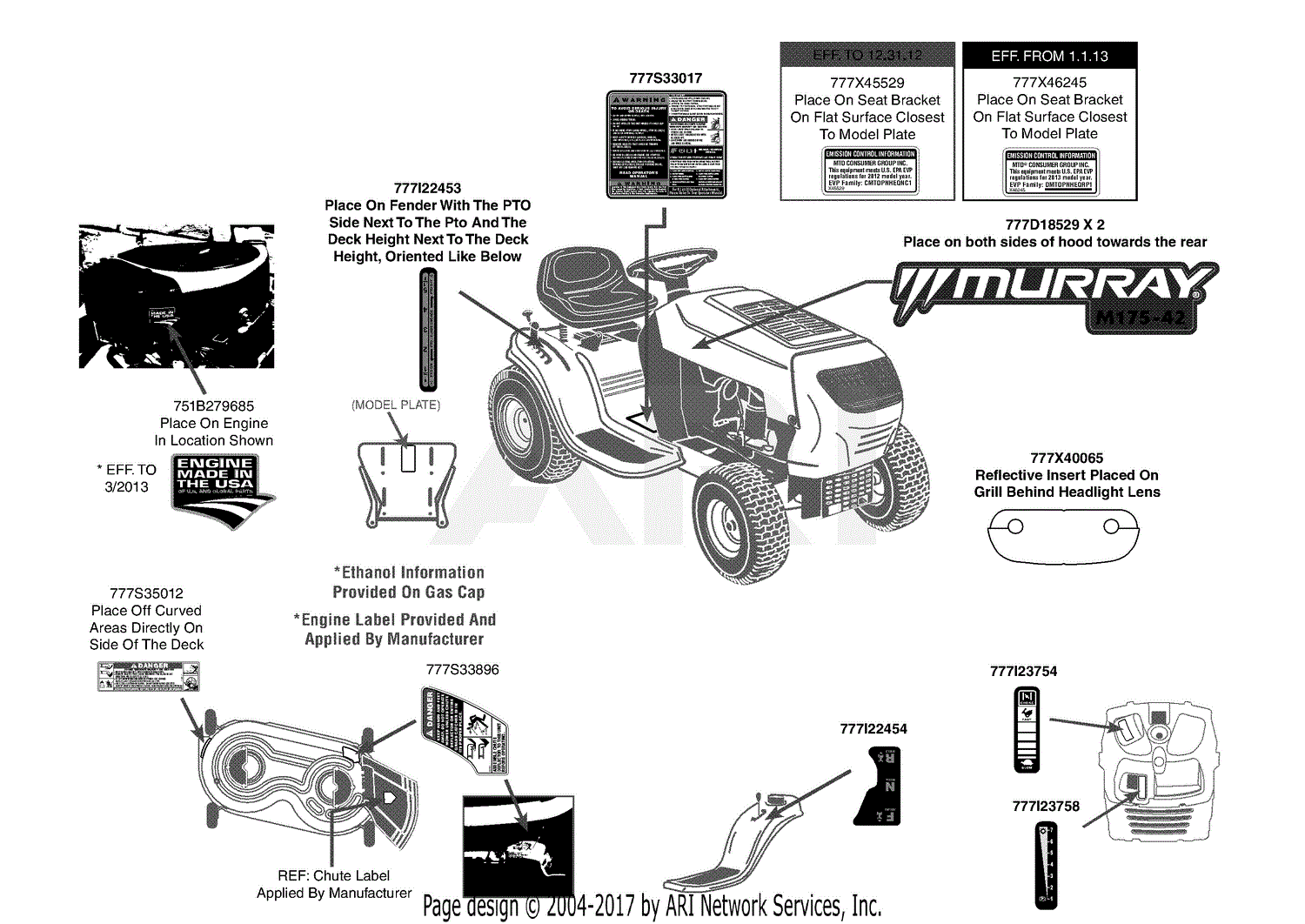 MTD 13AN772S058 (2013) M17542 (2013) Parts Diagram for Label Map