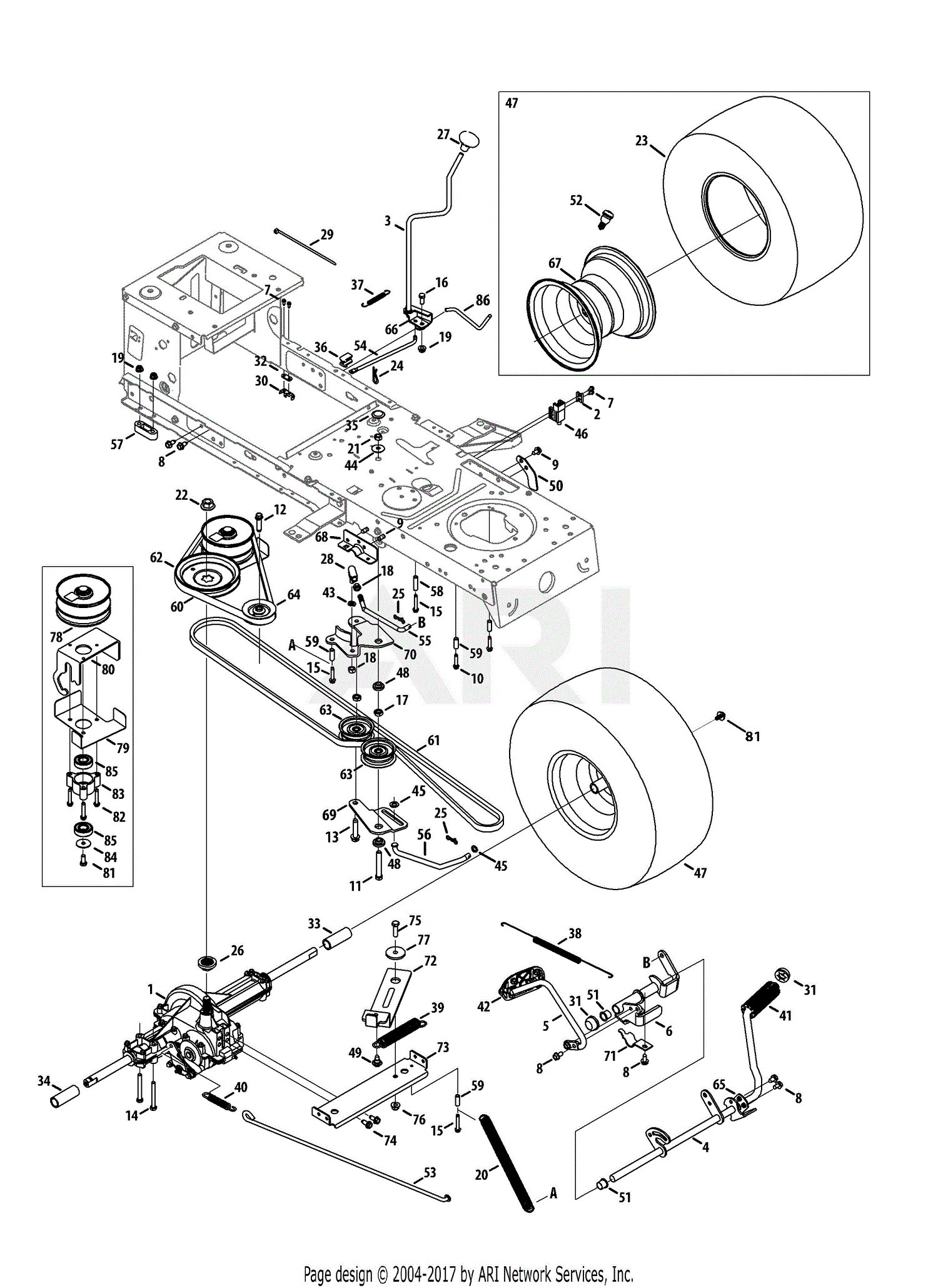 MTD 13AO785S058 (2013) M195-42 (2013) Parts Diagram for Transmission