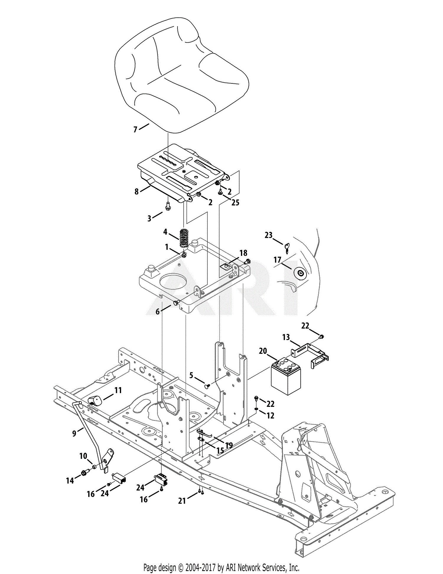 Mtd 13b326jc758  2014  Parts Diagram For Seat  U0026 Electrical