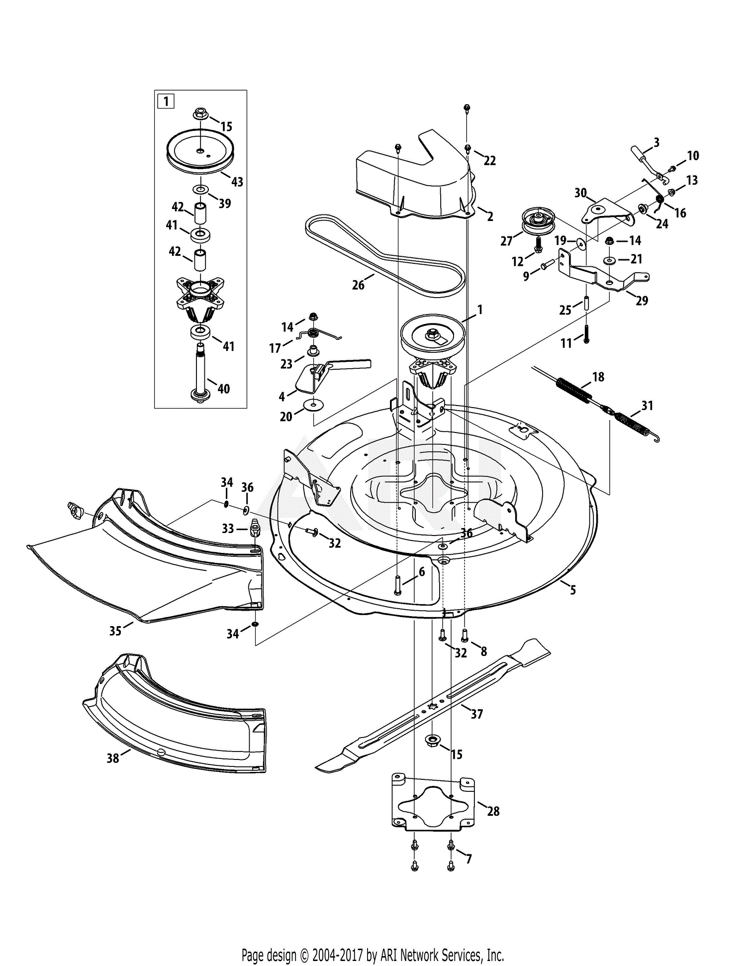 MTD 13AC26JD058 (2015) Parts Diagram for Mower Deck