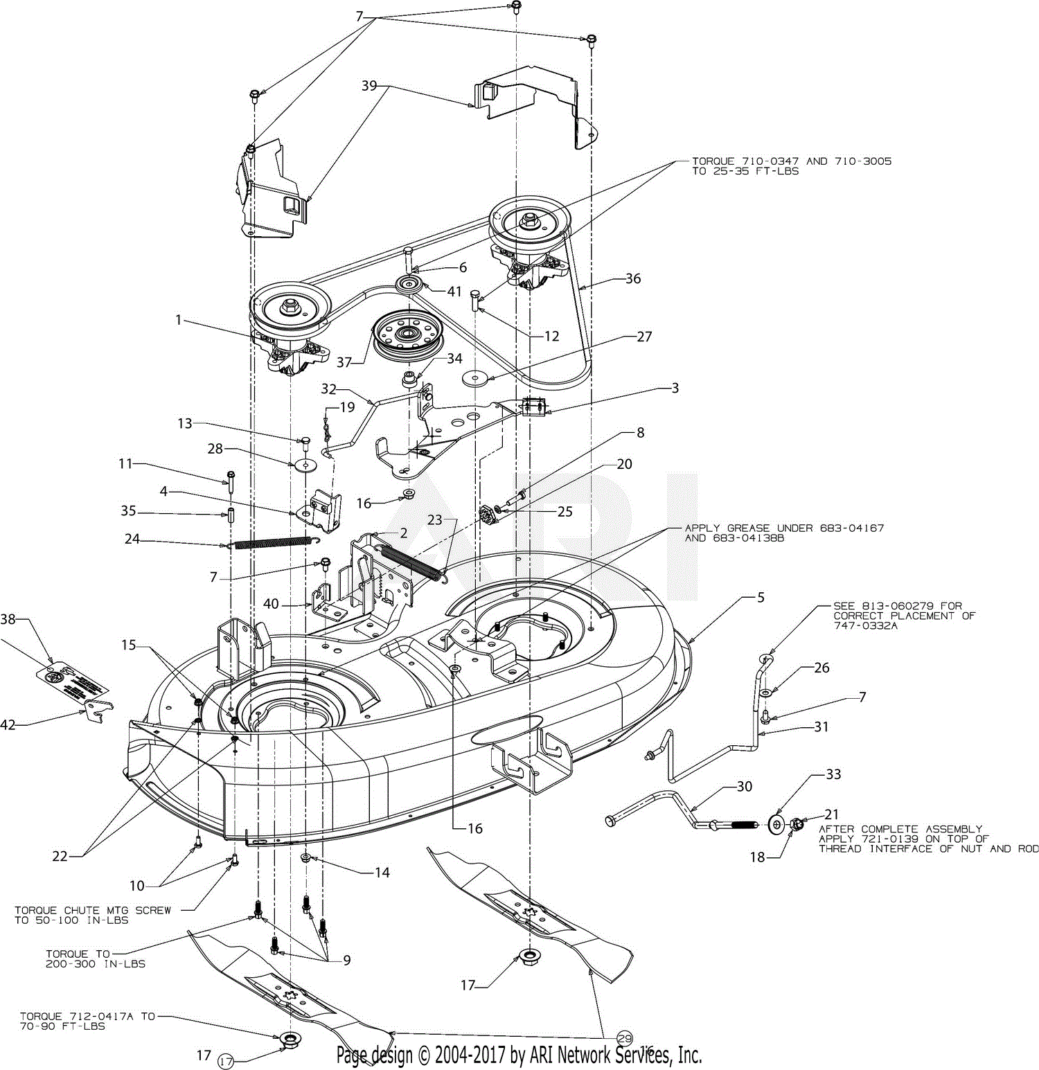 MTD M115-38 13AC77LF058 (2017) Parts Diagram for Deck